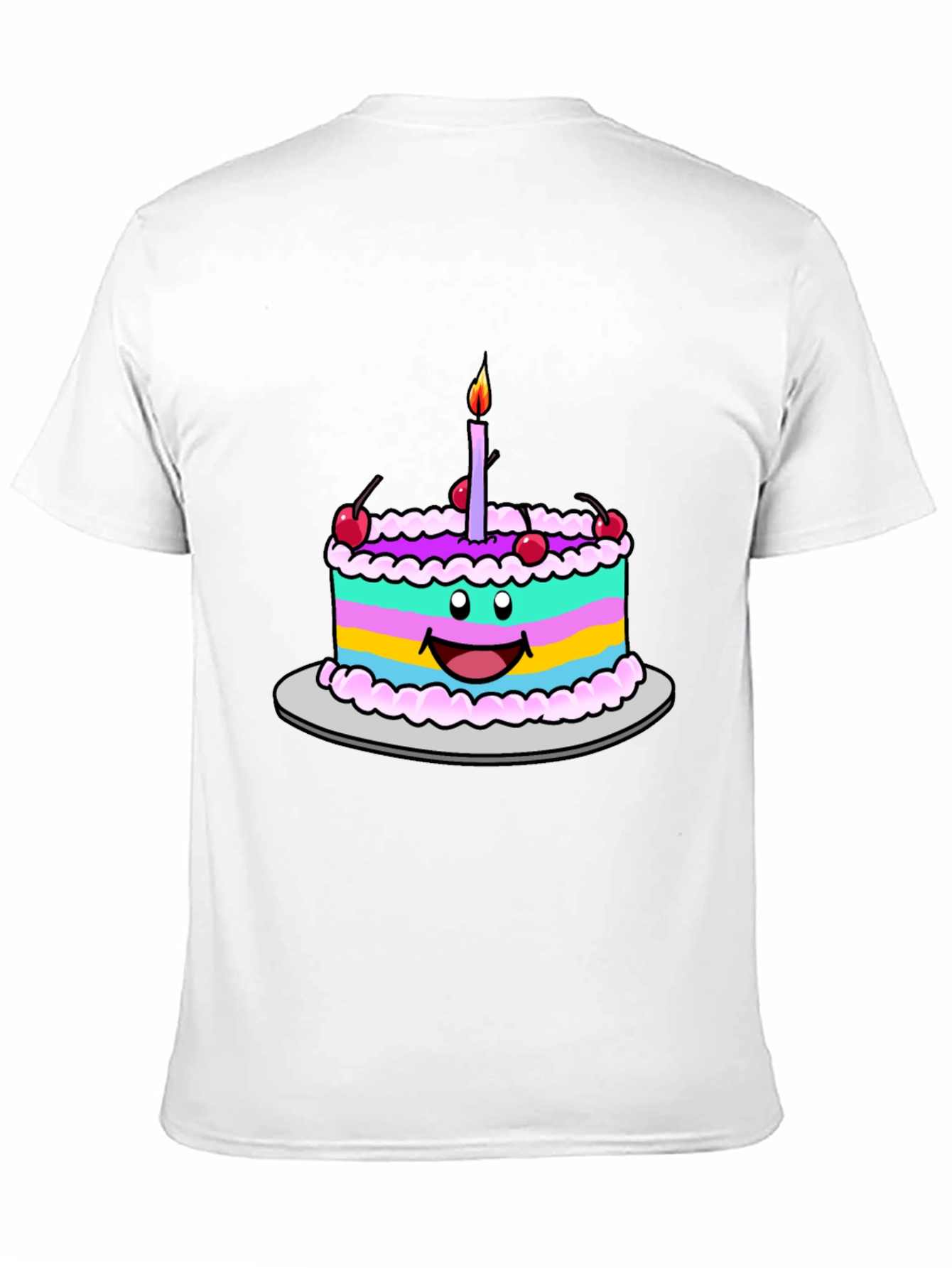 Camiseta Negra con Dibujo de Pastel de Cumpleaños