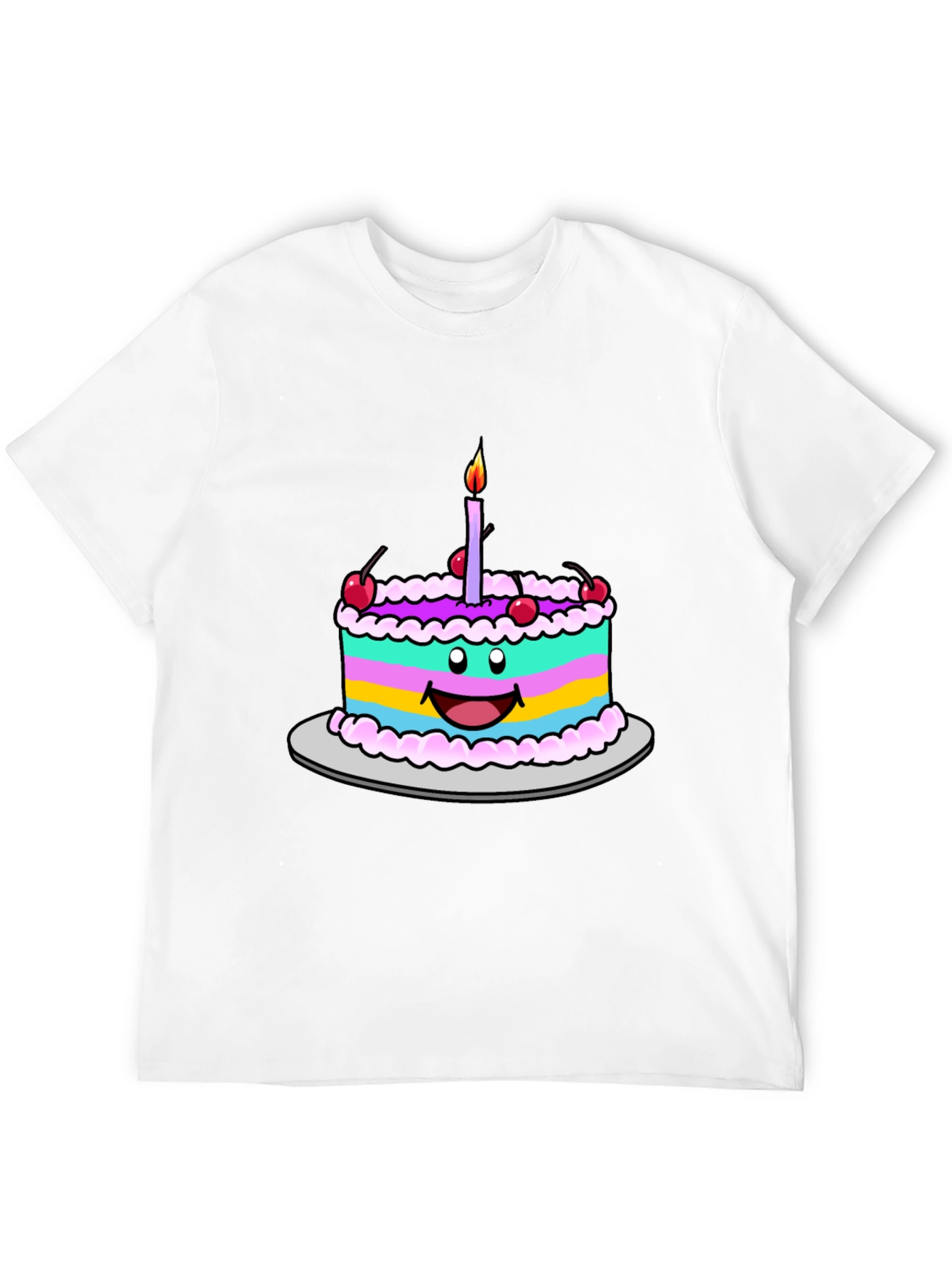 Camiseta Negra con Dibujo de Pastel de Cumpleaños