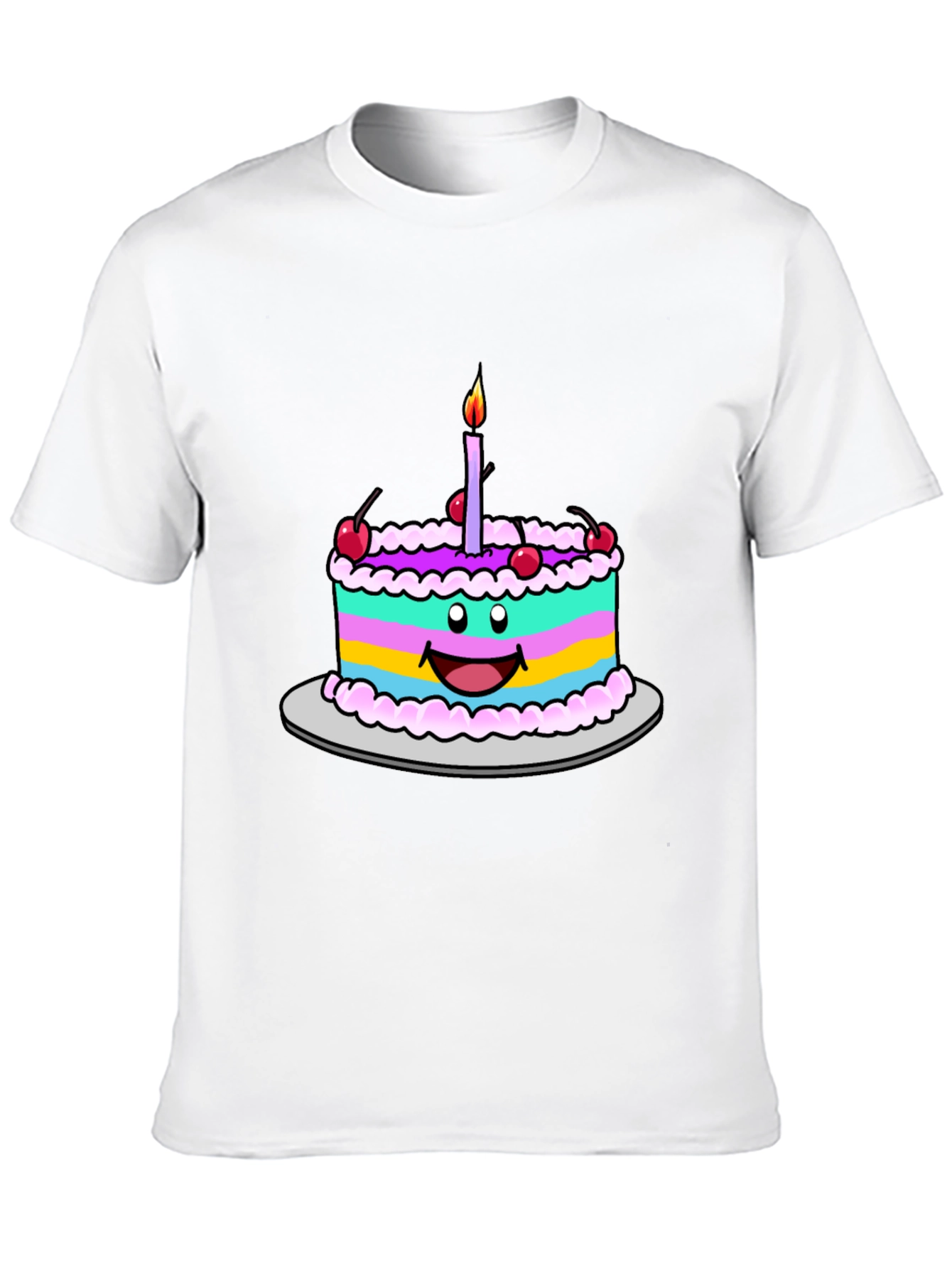 Camiseta Negra con Dibujo de Pastel de Cumpleaños