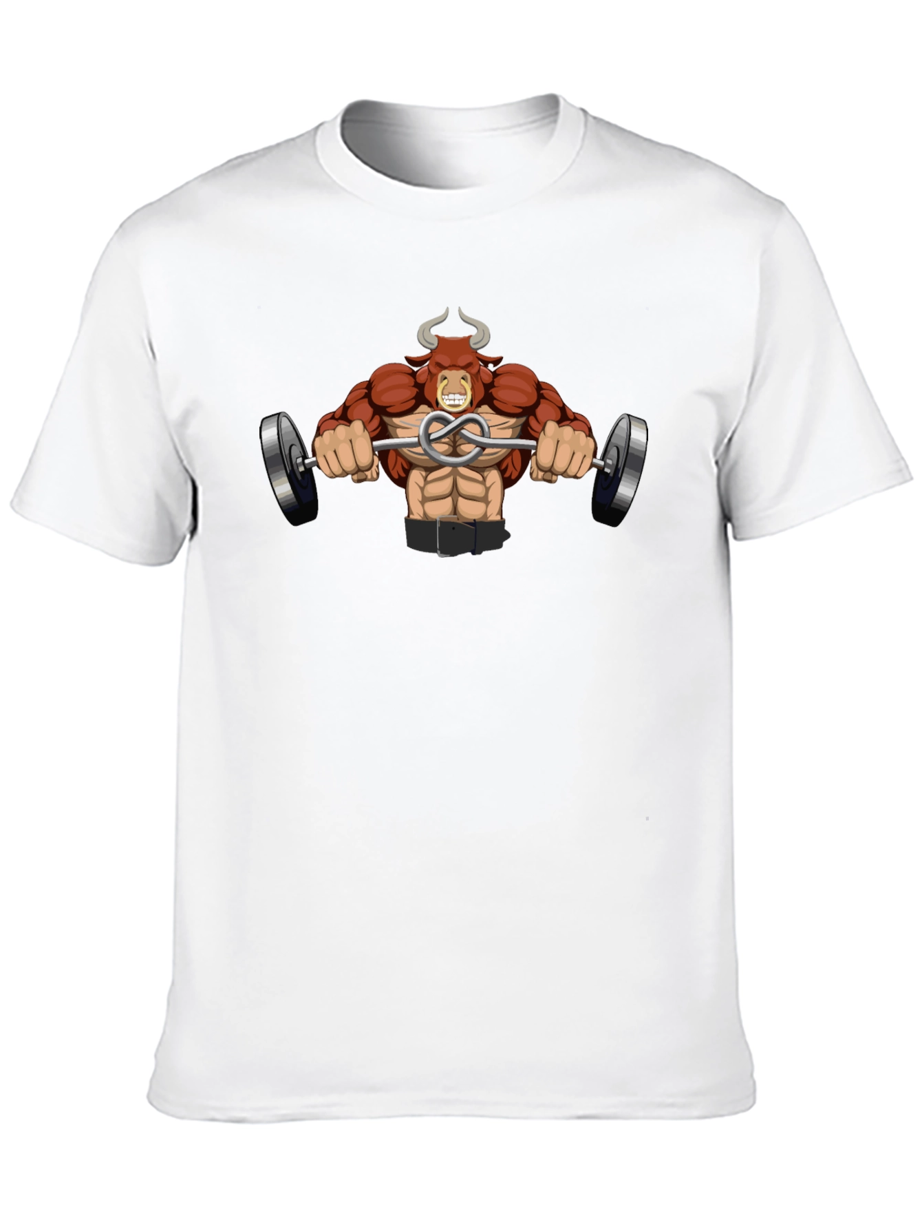 Camiseta Negra Toro Musculoso Levantando Pesas