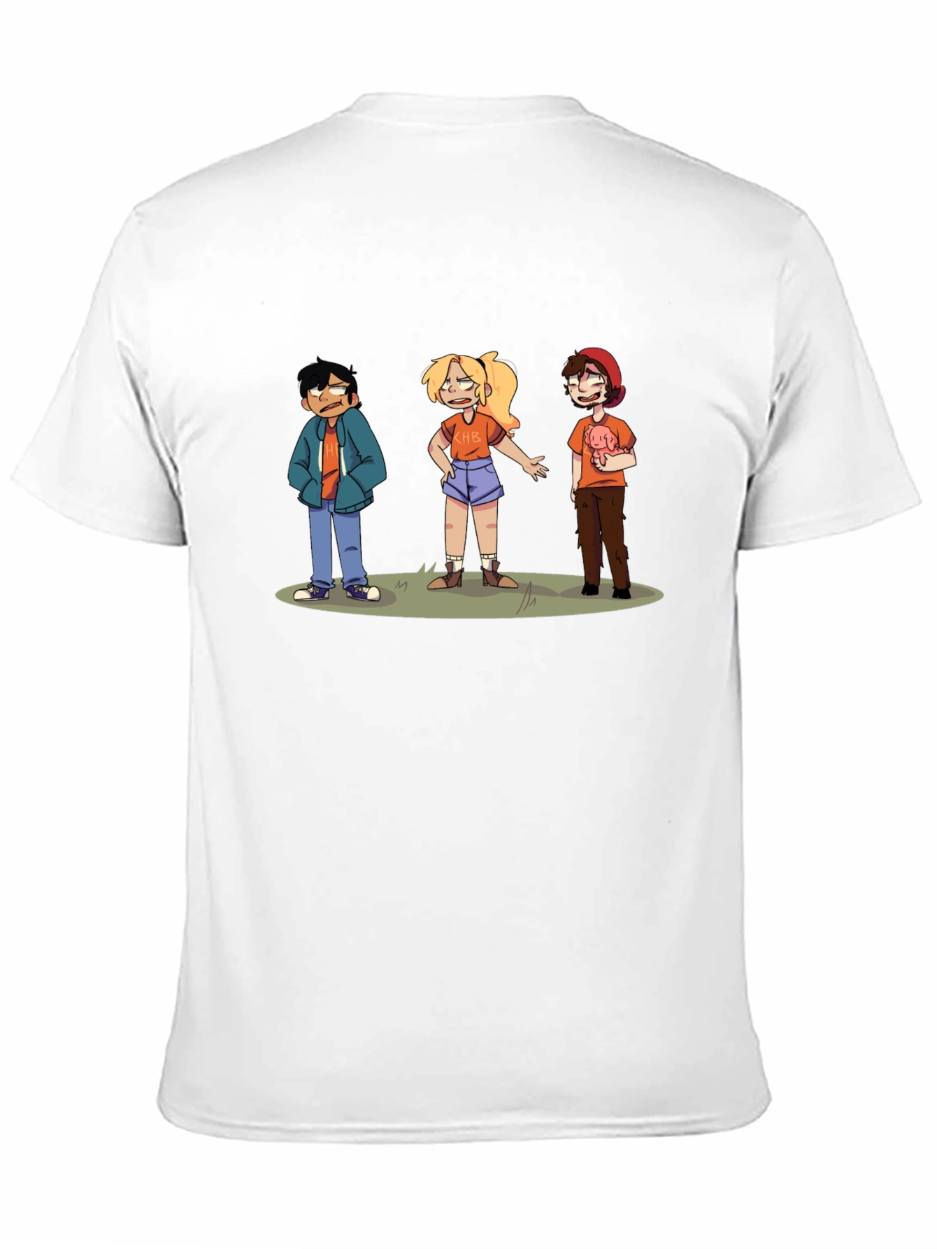 Camiseta Negra con Diseño de Personajes Animados