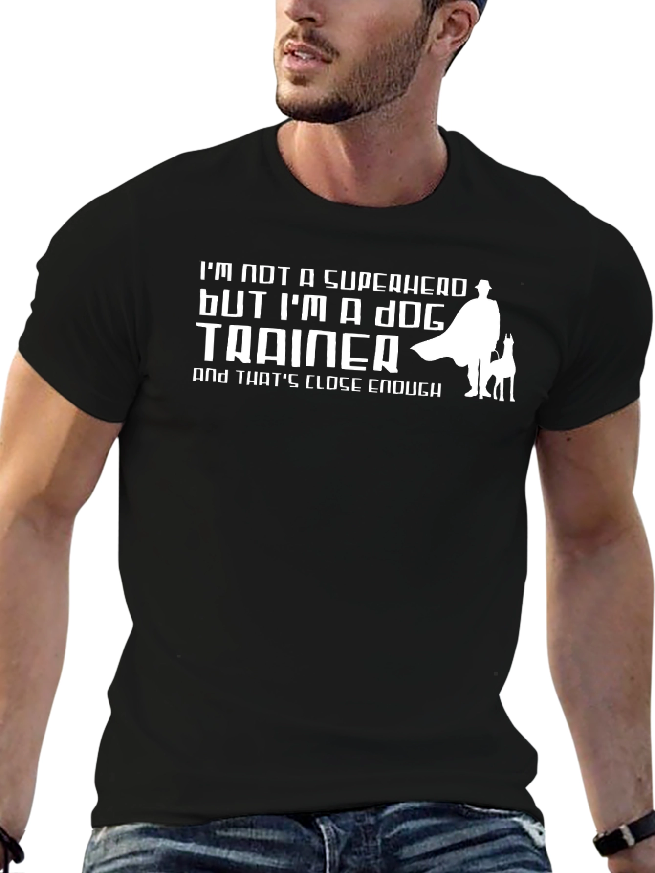 Camiseta Negra: Entrenador de Perros Superhéroe