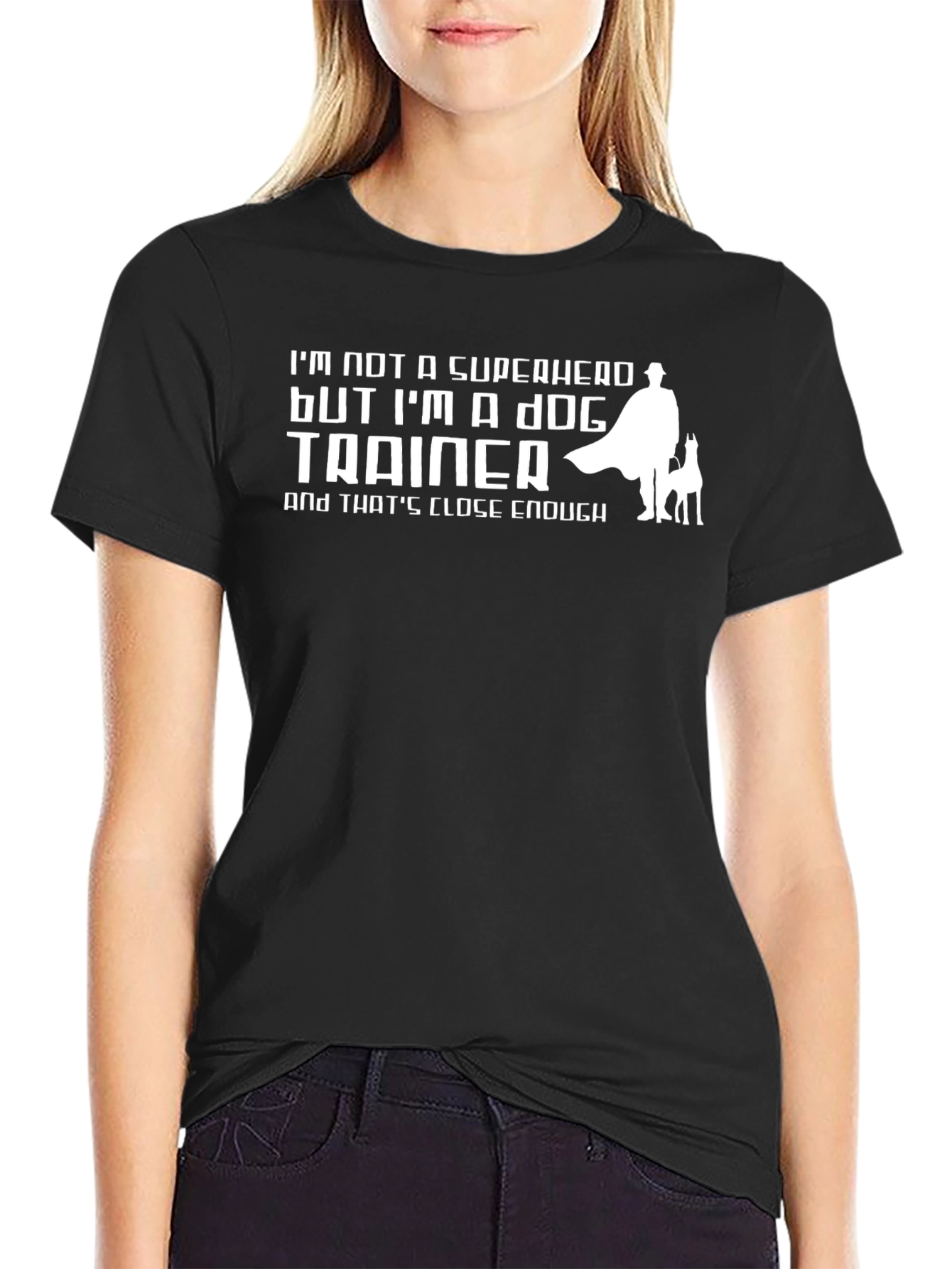 Camiseta Negra: Entrenador de Perros Superhéroe