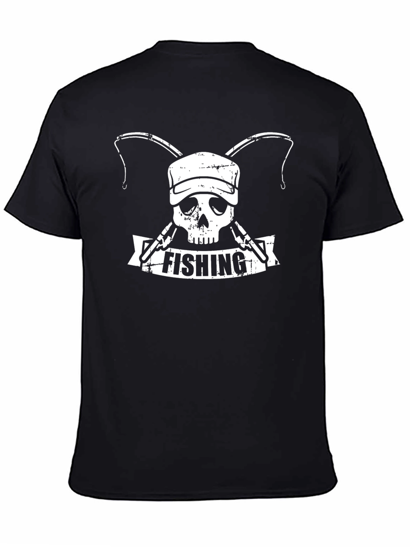 Camiseta Negra Calavera Pescador
