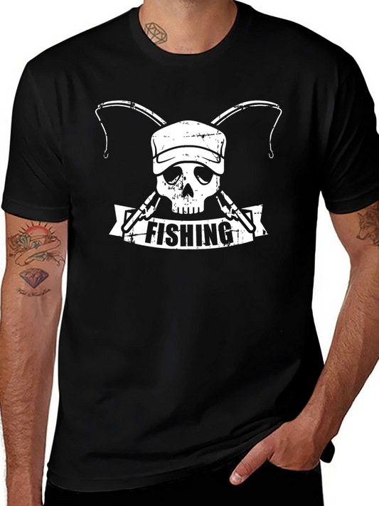 Camiseta Negra Calavera Pescador