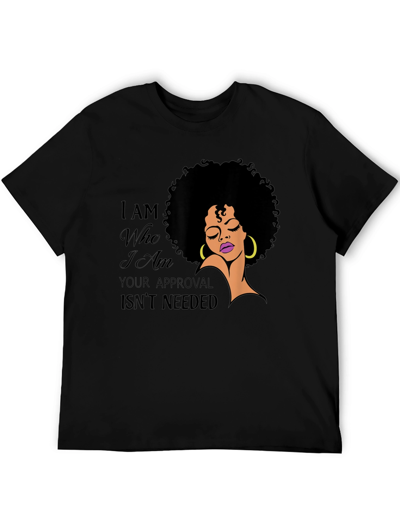 Camiseta Negra con Diseño Afro y Mensaje Inspirador