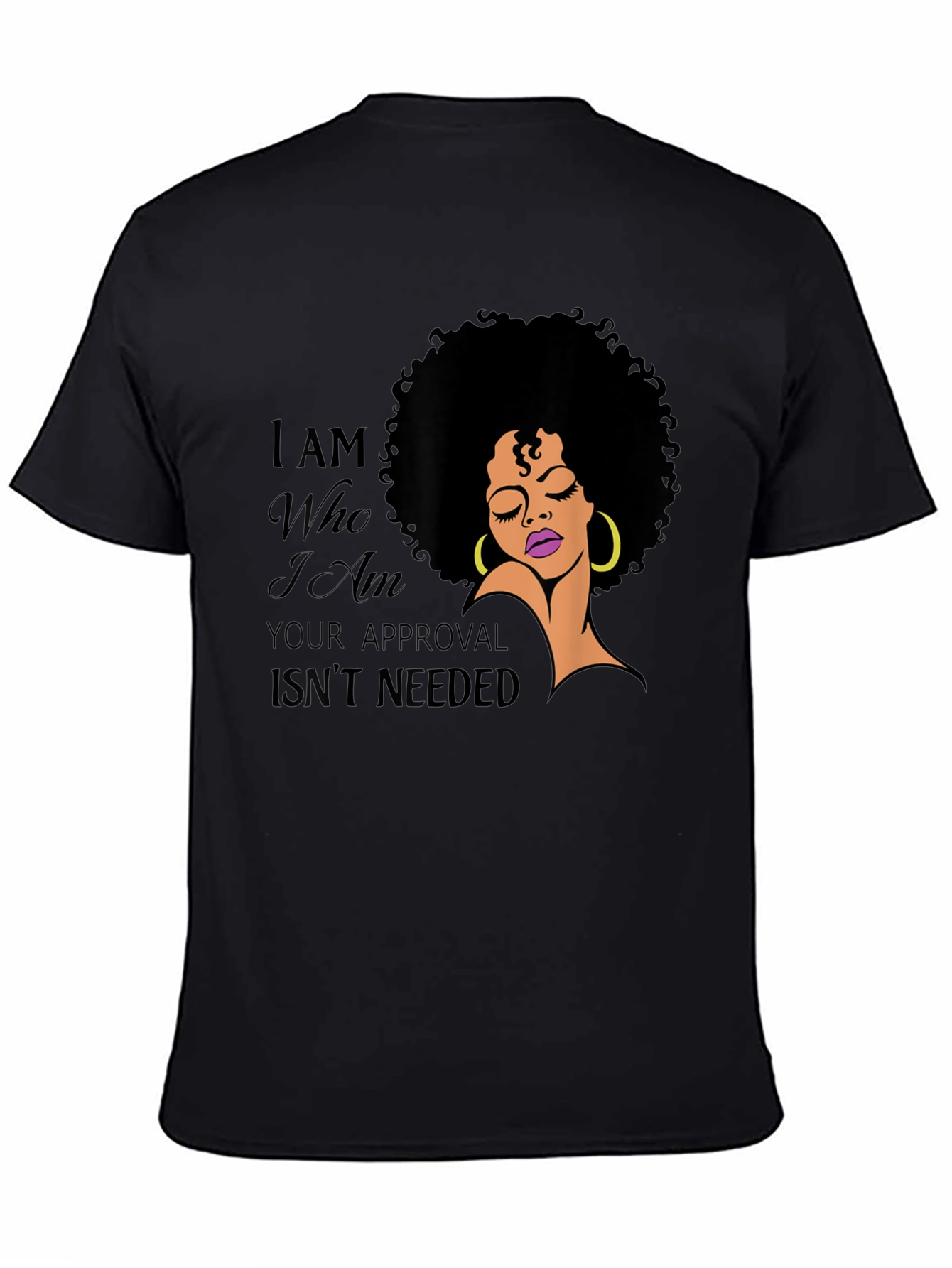 Camiseta Negra con Diseño Afro y Mensaje Inspirador