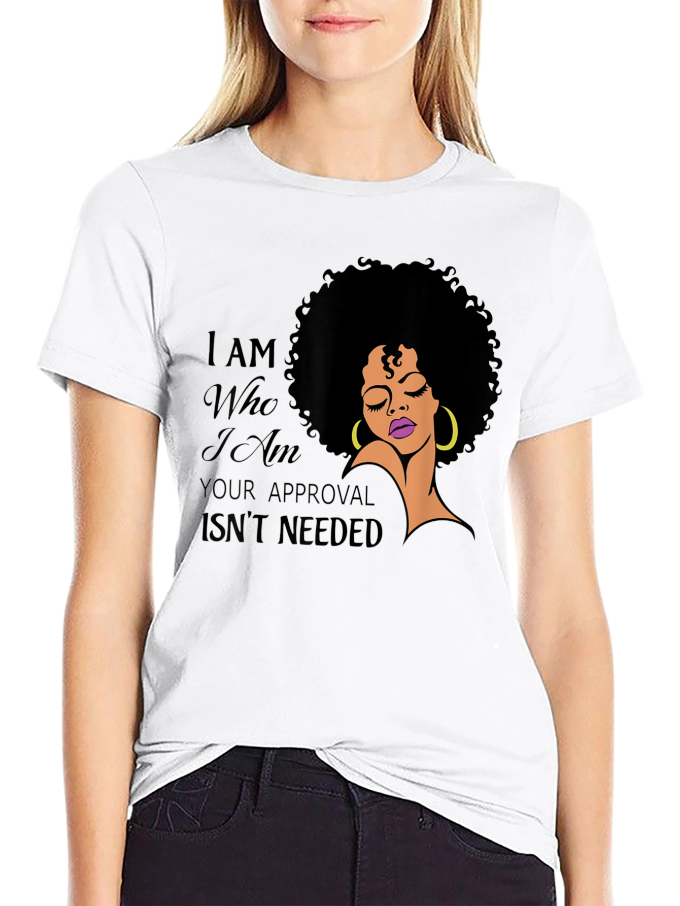 Camiseta Negra con Diseño Afro y Mensaje Inspirador