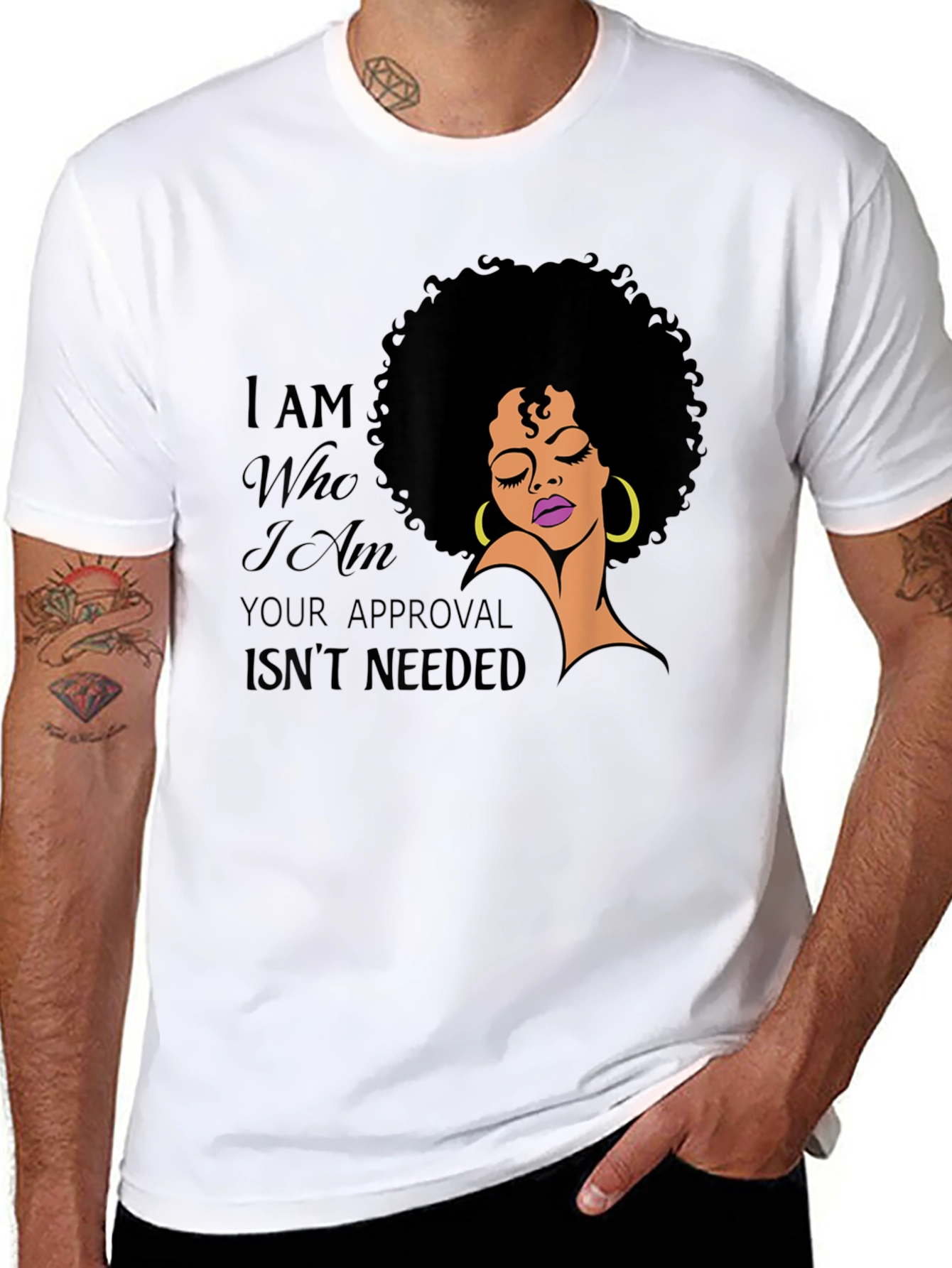 Camiseta Negra con Diseño Afro y Mensaje Inspirador