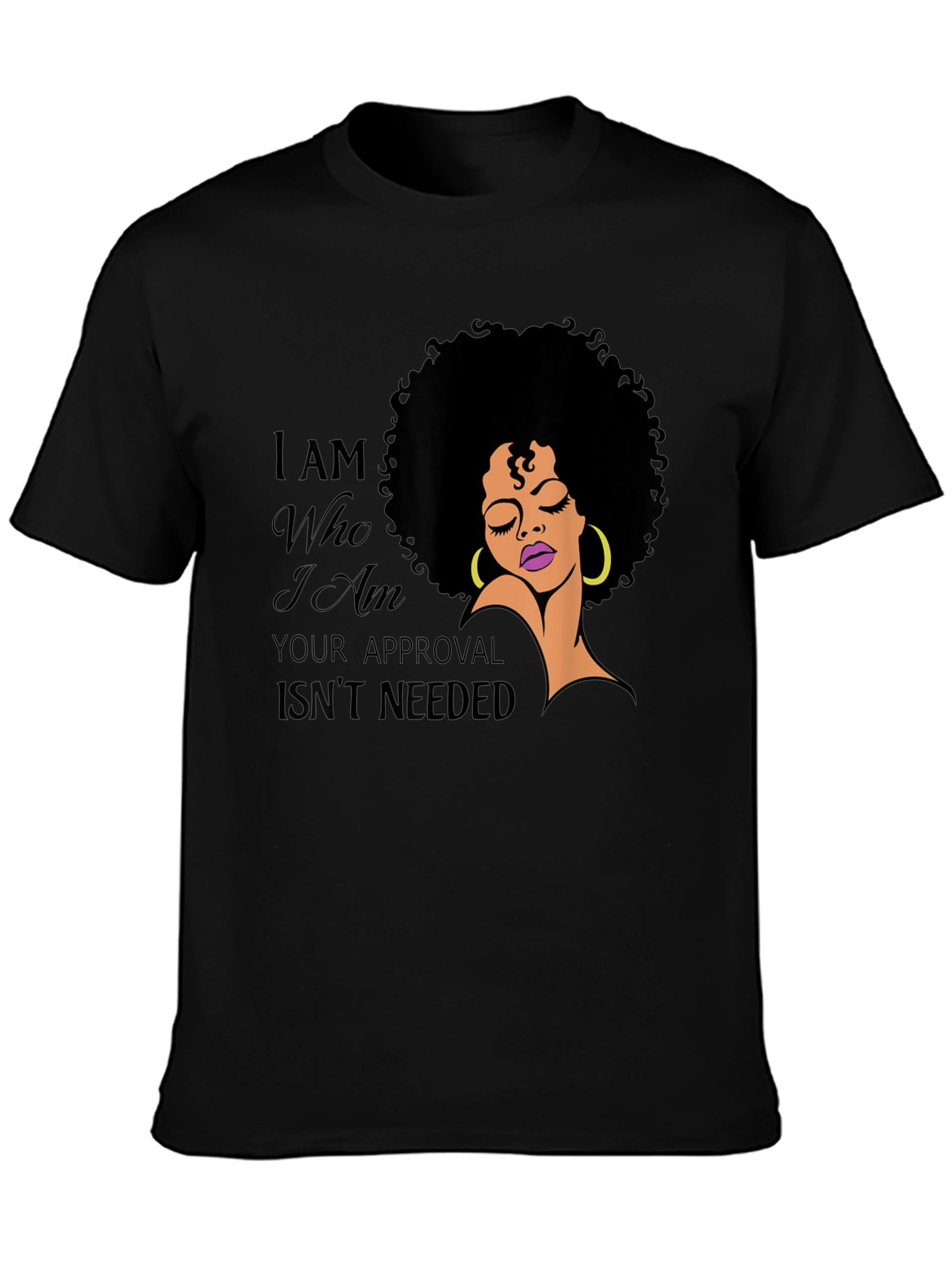 Camiseta Negra con Diseño Afro y Mensaje Inspirador
