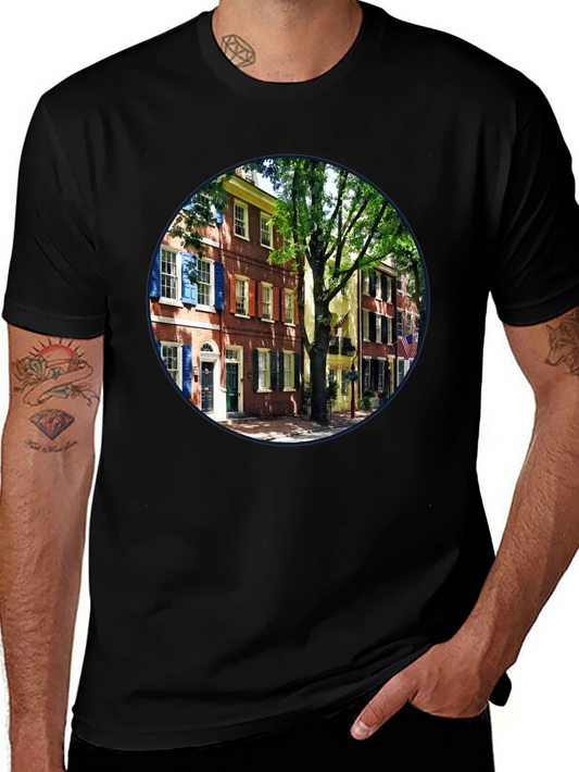 Camiseta Urbana con Diseño Arquitectónico Clásico