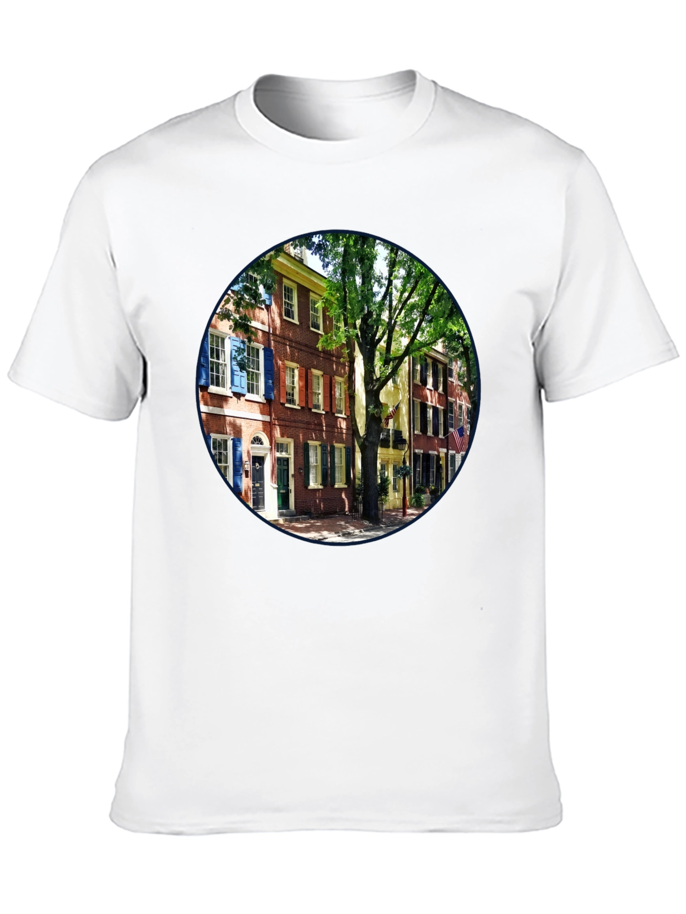 Camiseta Urbana con Diseño Arquitectónico Clásico