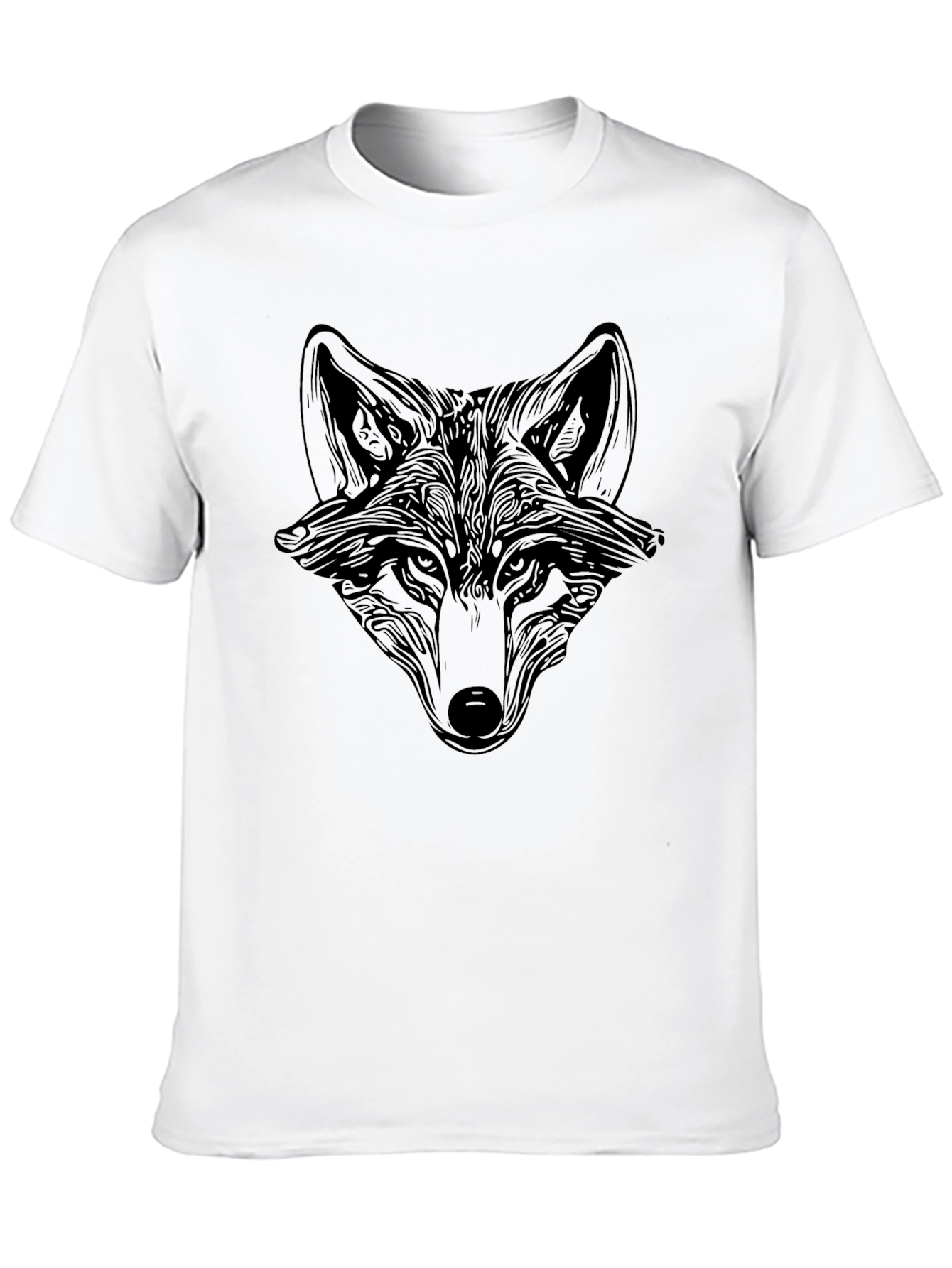 Camiseta Negra Hombre Diseño Cabeza Zorro