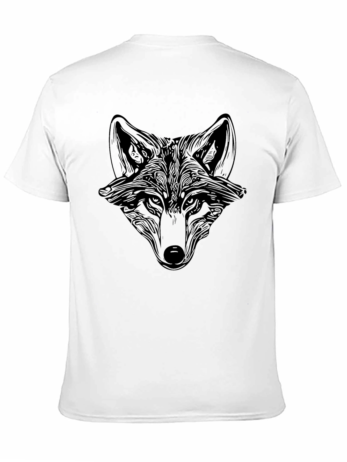 Camiseta Negra Hombre Diseño Cabeza Zorro