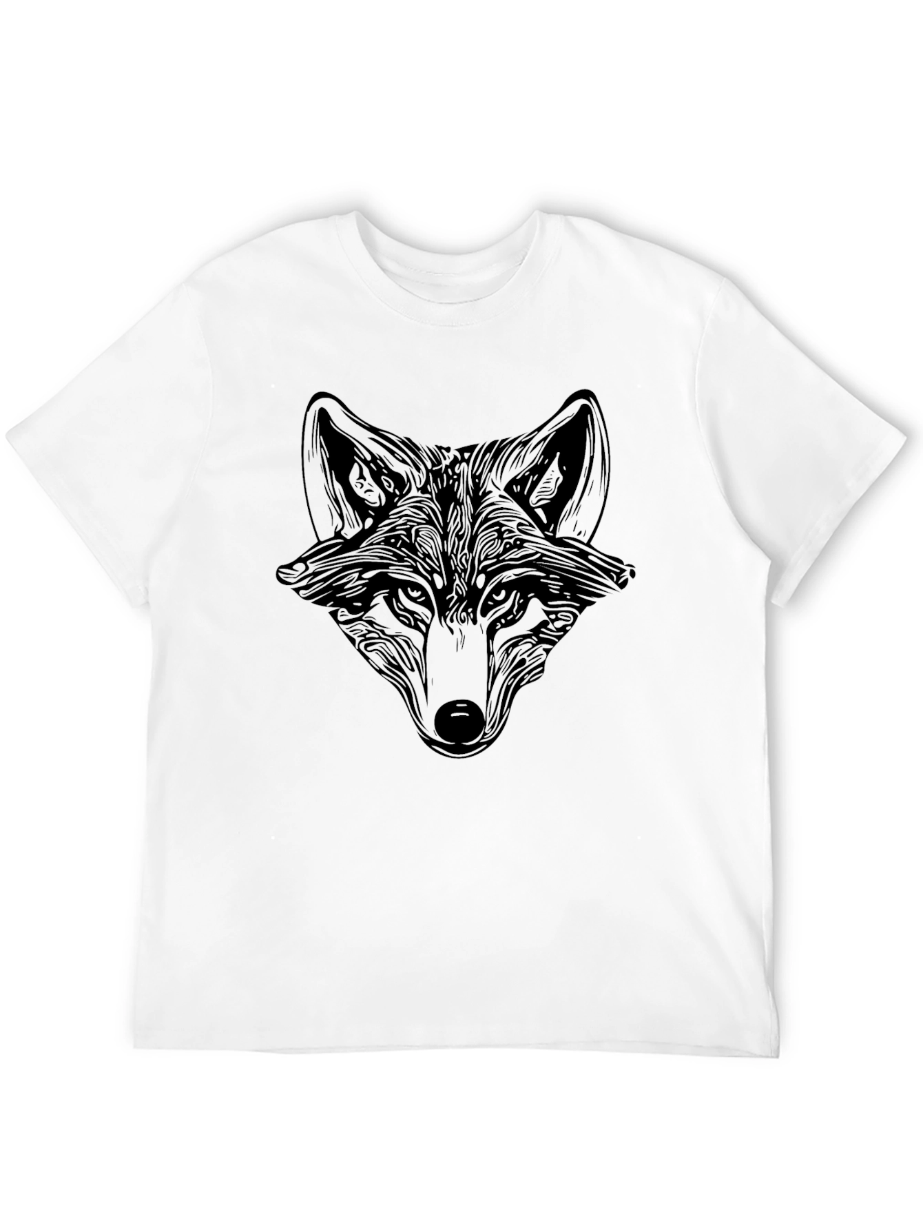 Camiseta Negra Hombre Diseño Cabeza Zorro