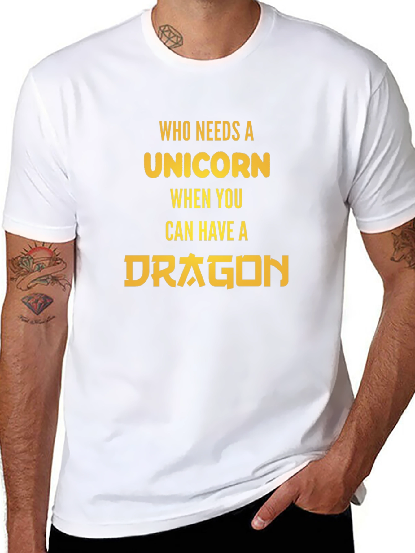 Camiseta Negra Dragón vs Unicornio