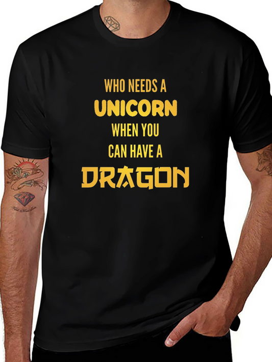 Camiseta Negra Dragón vs Unicornio