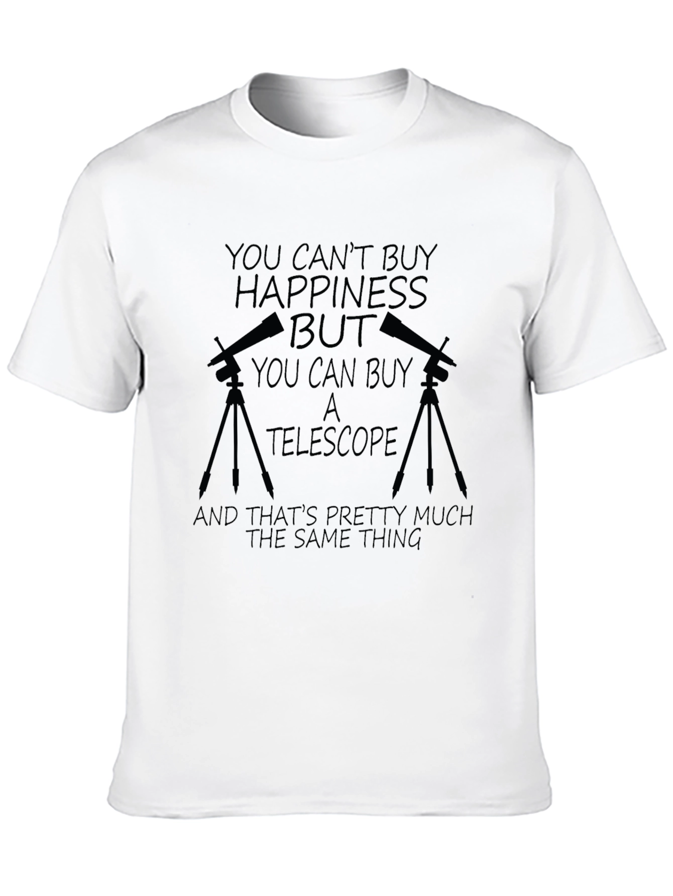 Camiseta Negra: No Compra Felicidad Compra Telescopio