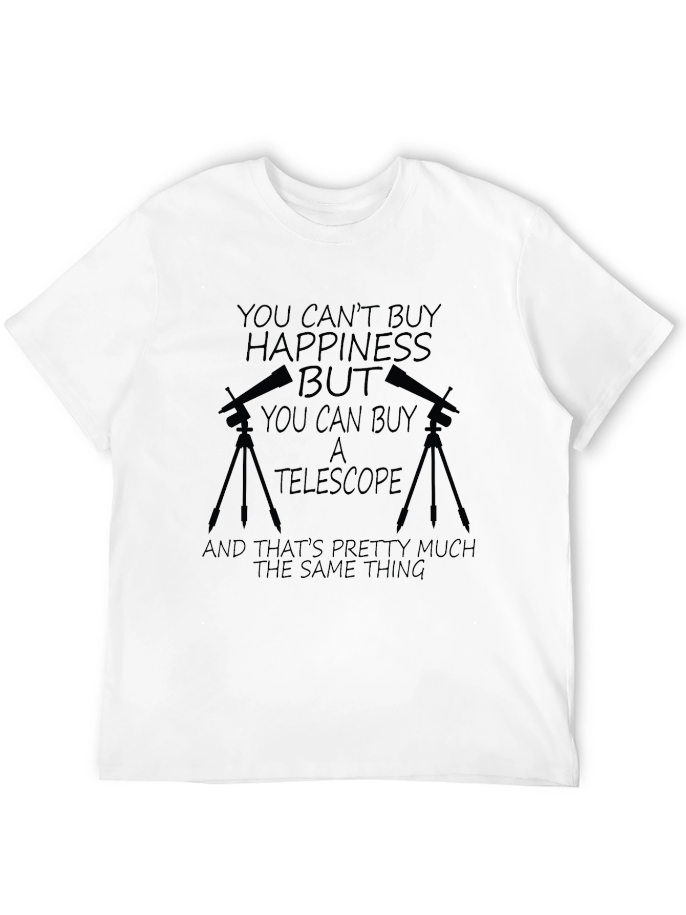 Camiseta Negra: No Compra Felicidad Compra Telescopio