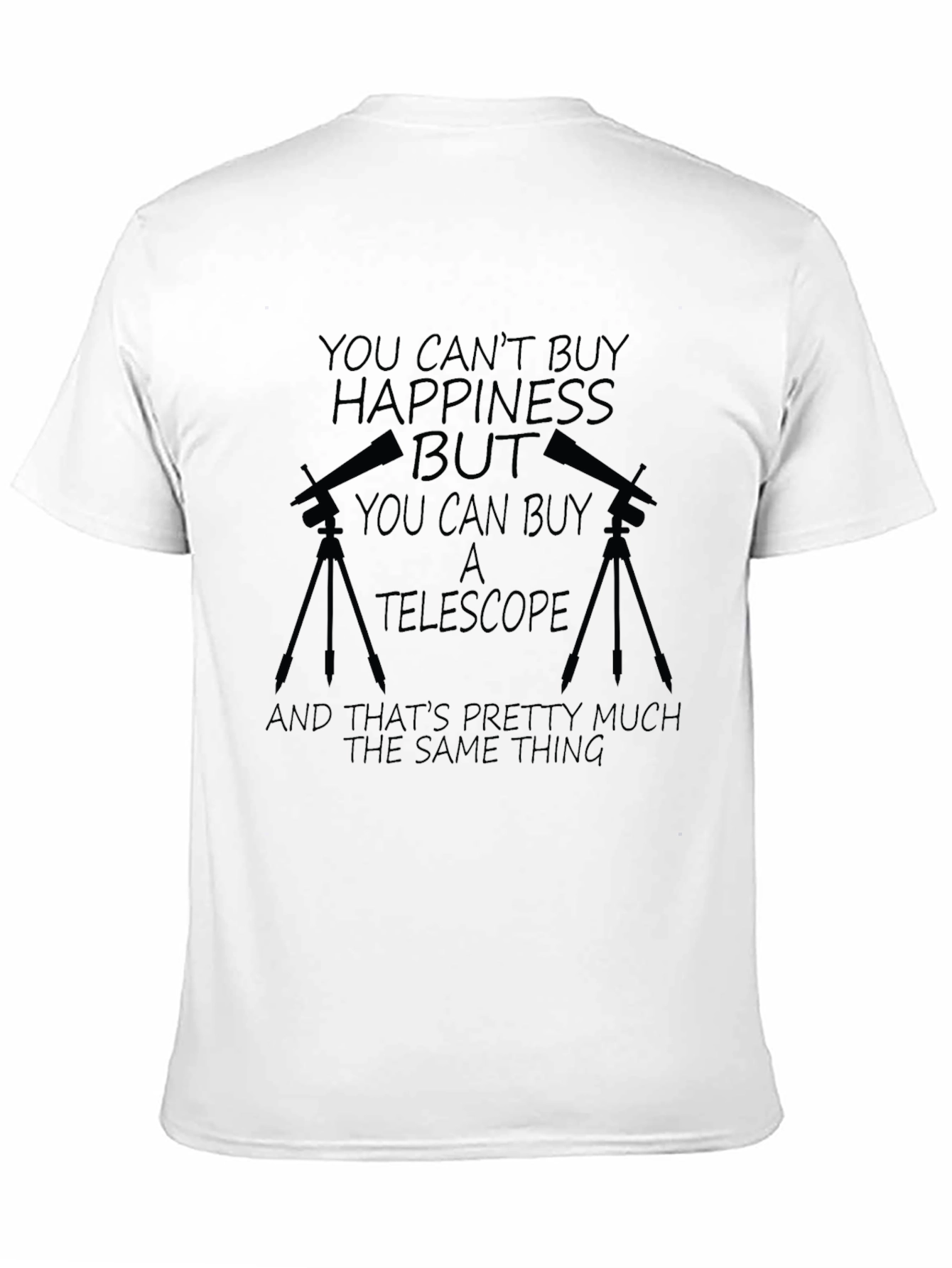 Camiseta Negra: No Compra Felicidad Compra Telescopio