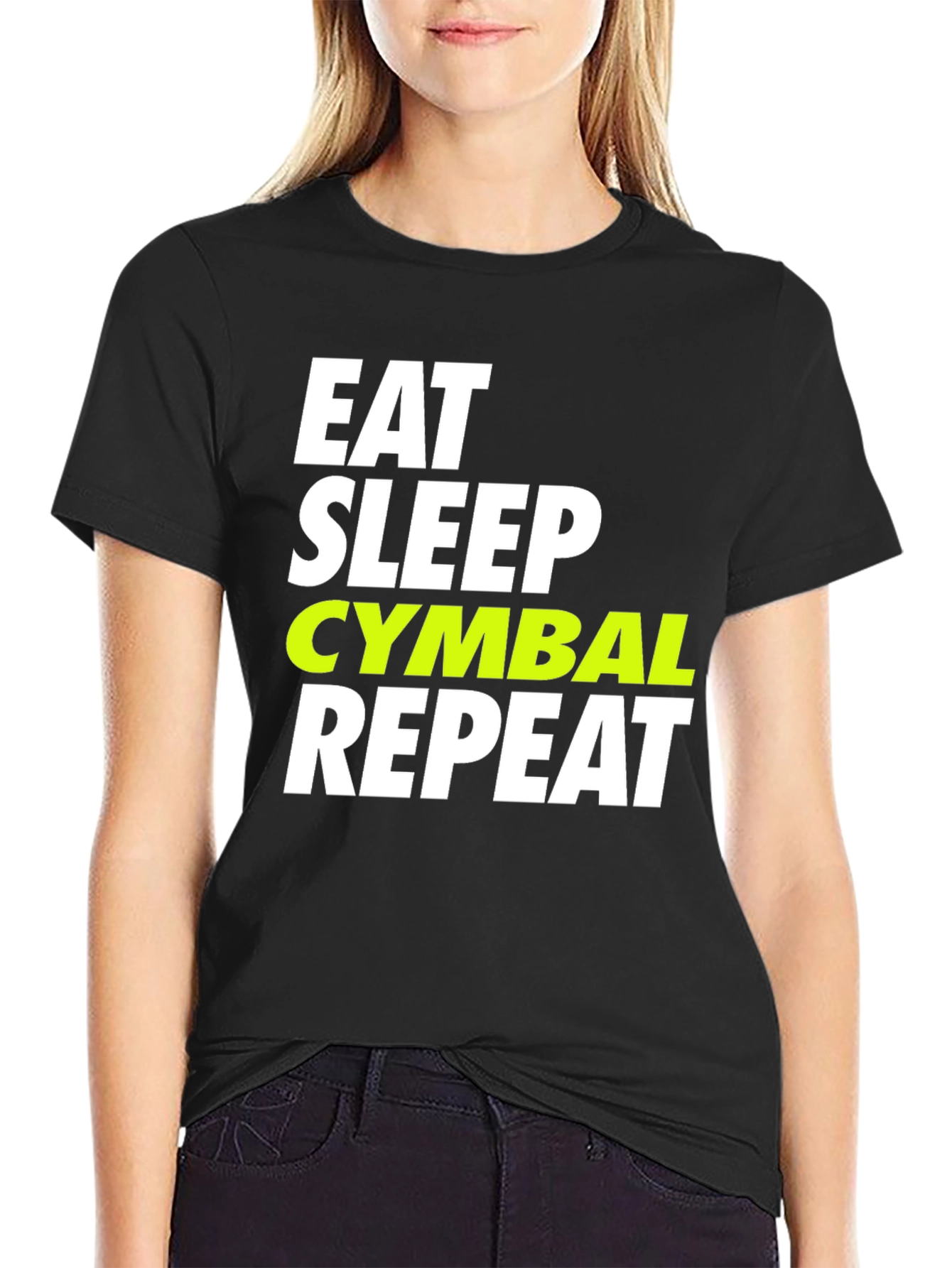 Camiseta Negra Eat Sleep Cymbal Repeat