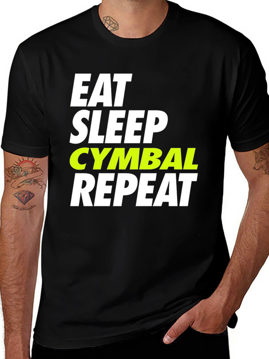 Camiseta Negra Eat Sleep Cymbal Repeat