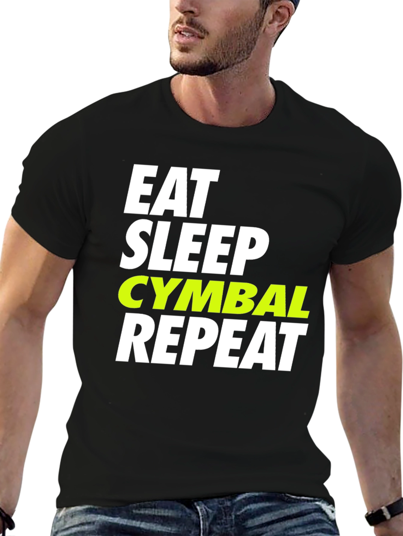 Camiseta Negra Eat Sleep Cymbal Repeat
