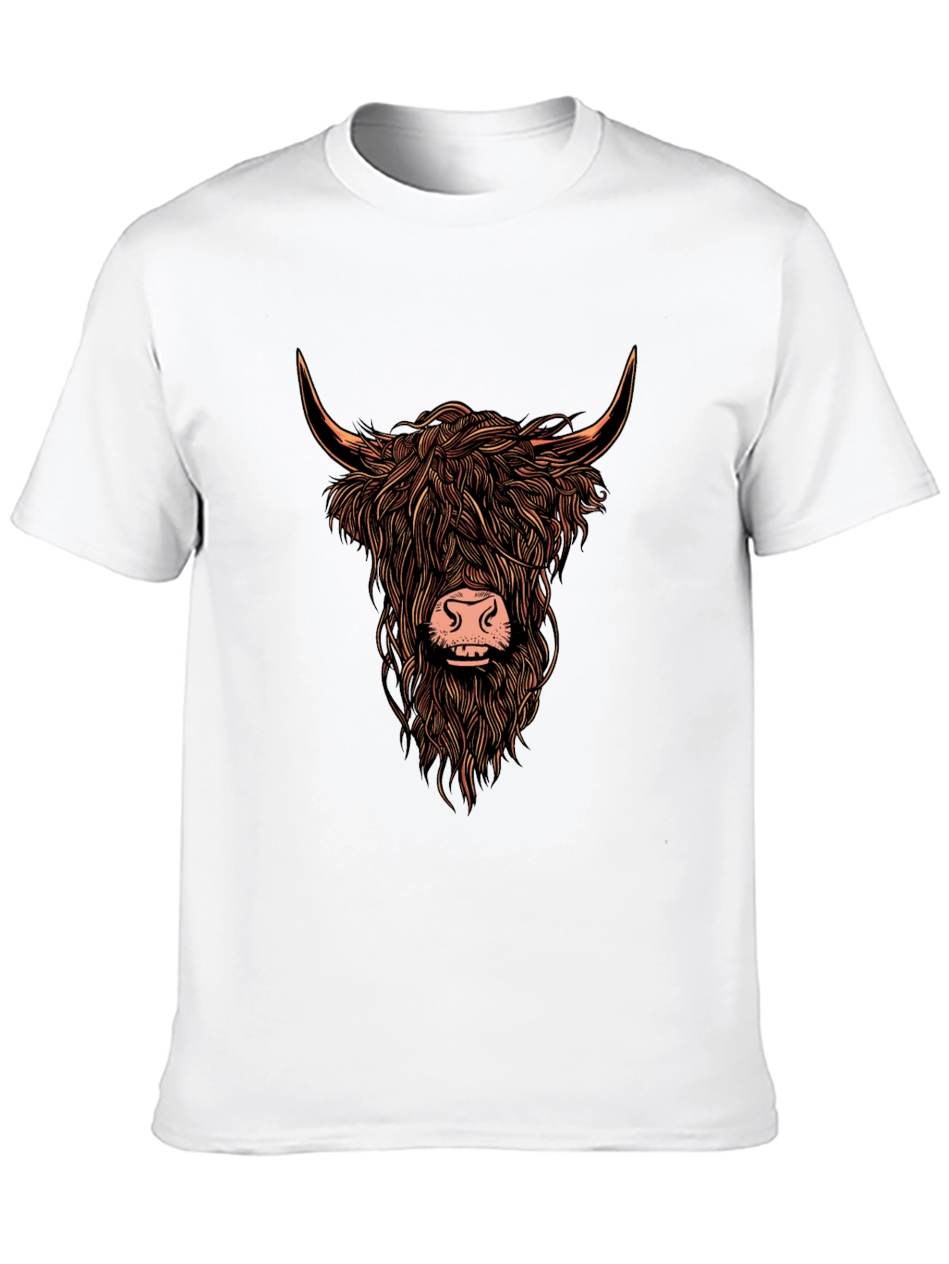 Camiseta Negra con Estampado de Vaca Highland
