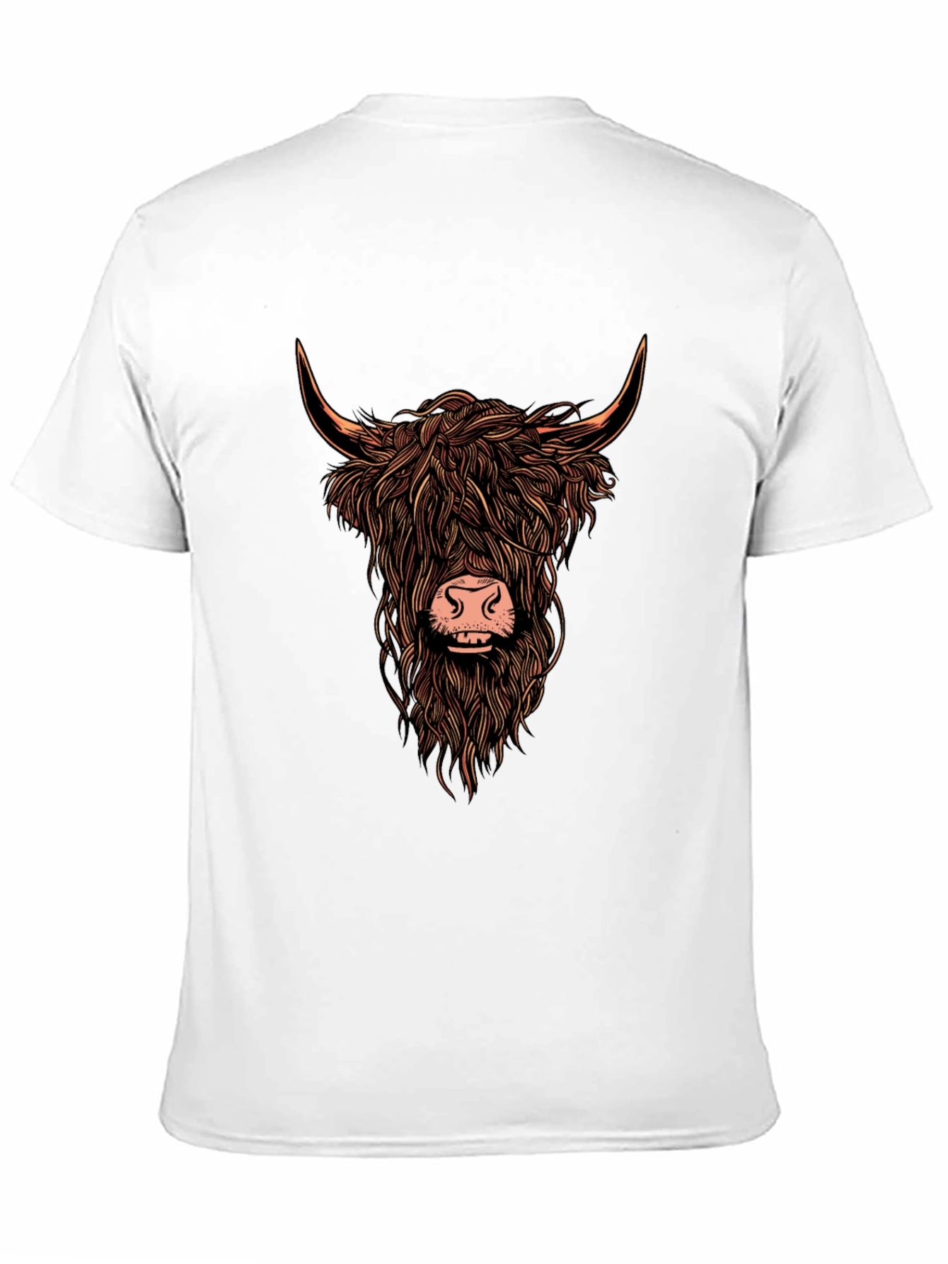 Camiseta Negra con Estampado de Vaca Highland