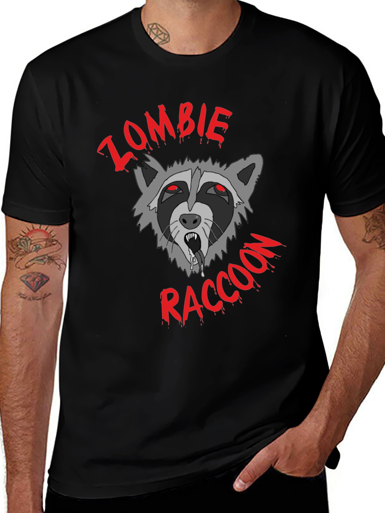 Camiseta Negra Zombie Raccoon
