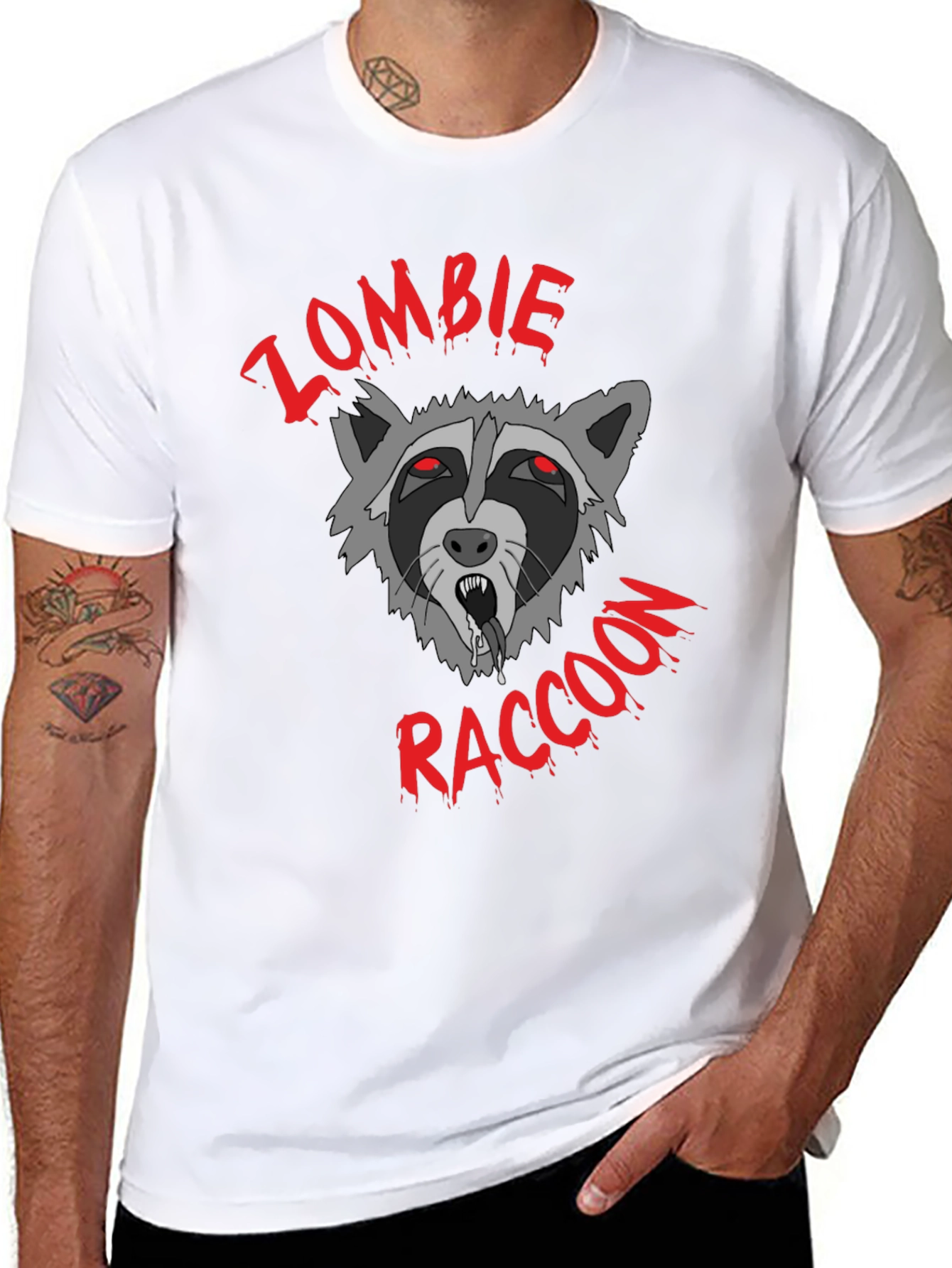 Camiseta Negra Zombie Raccoon