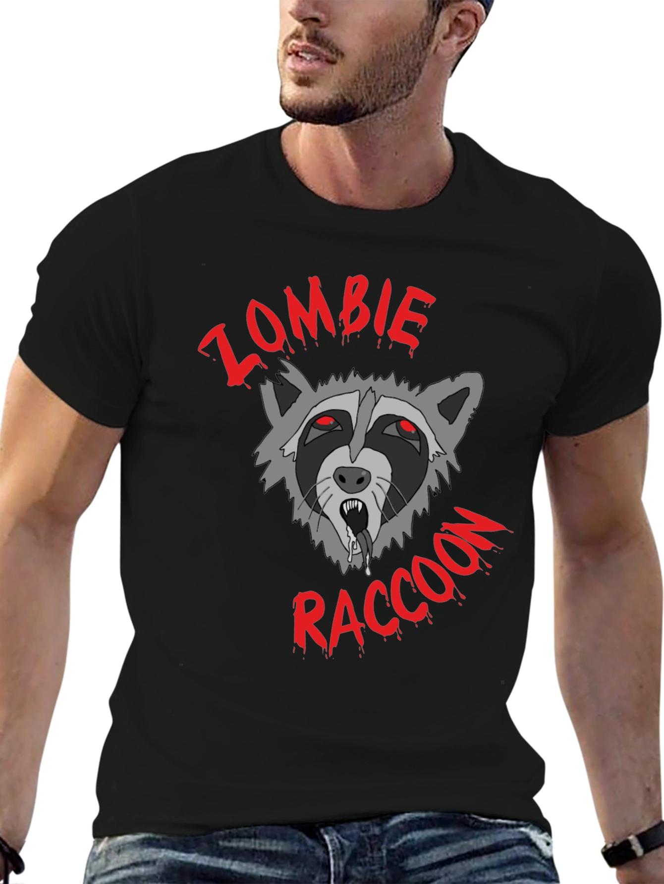 Camiseta Negra Zombie Raccoon