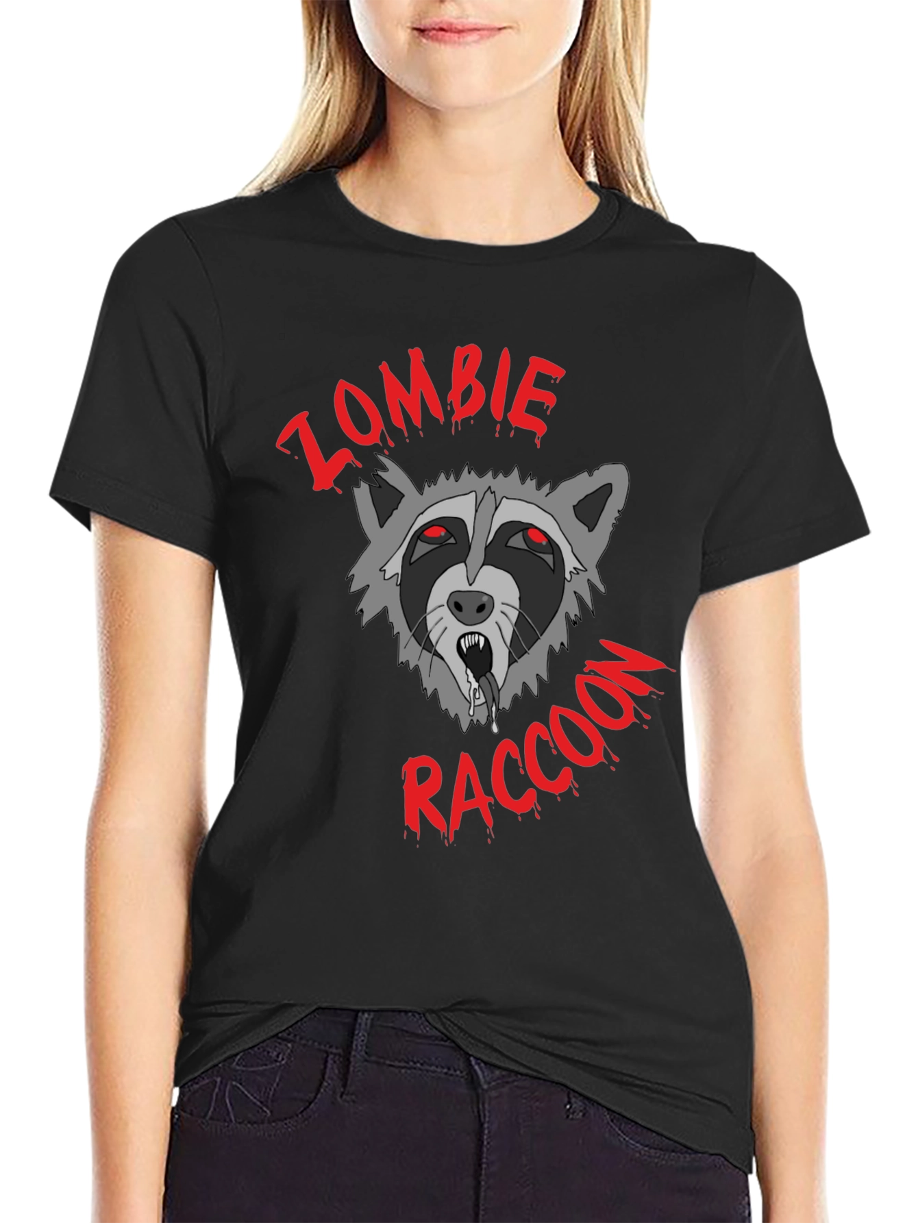 Camiseta Negra Zombie Raccoon