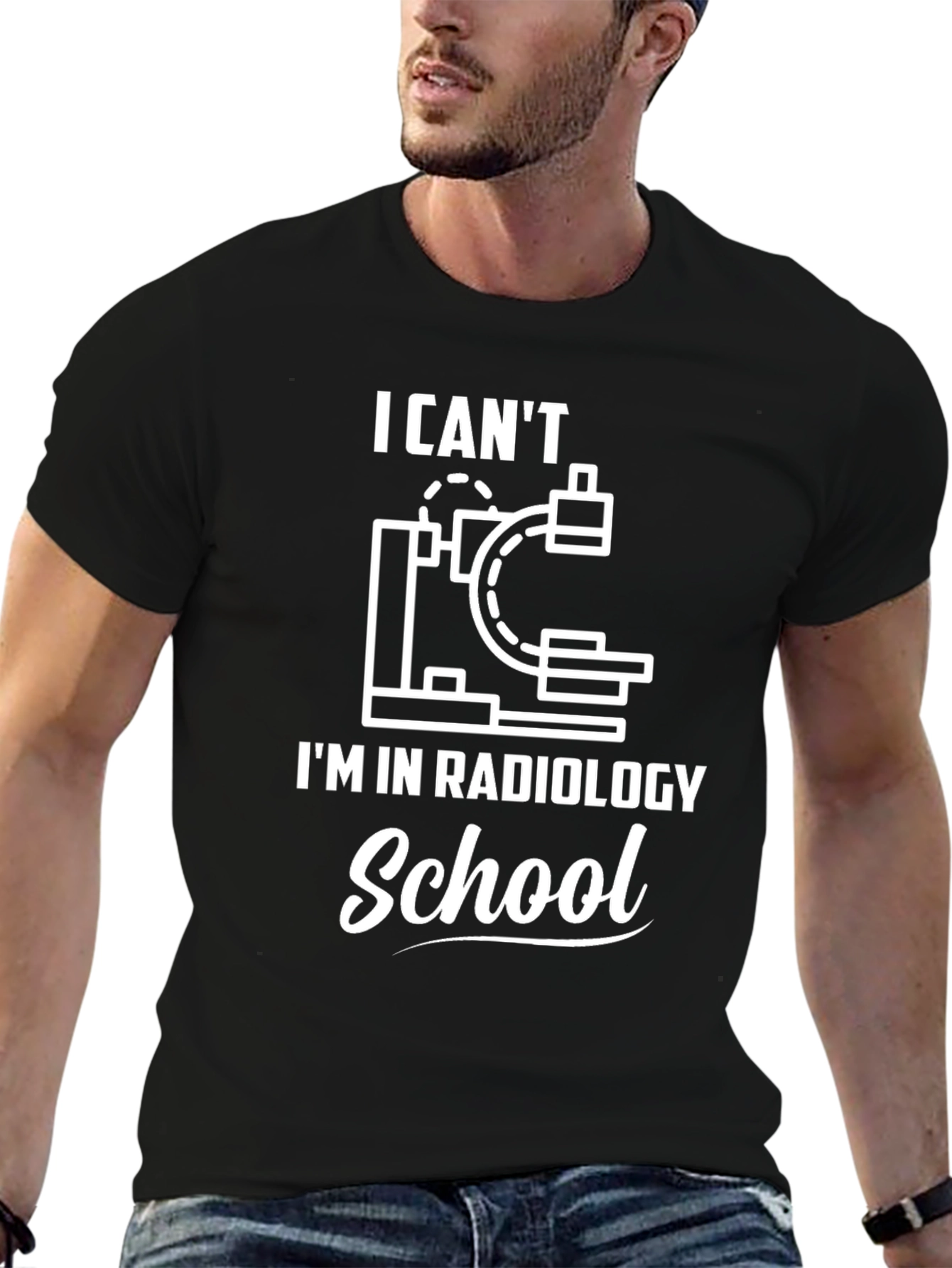 Camiseta Negra con Diseño de Radiología