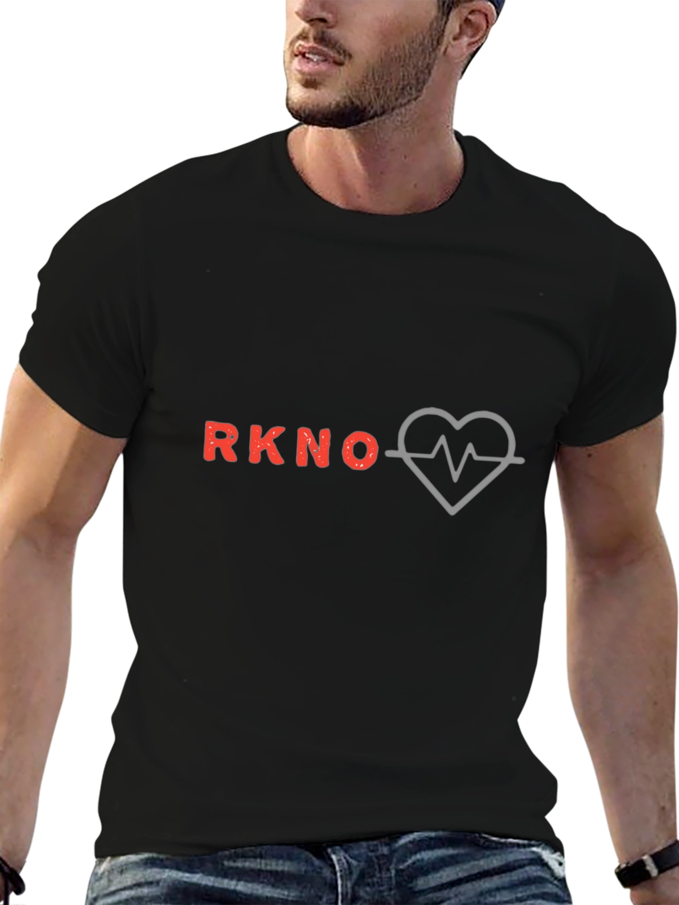 Camiseta Negra Estampada RKNO Corazón