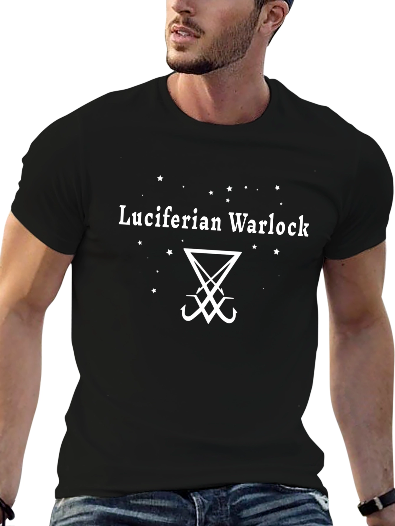 Camiseta Hombre Luciferian Warlock Negra