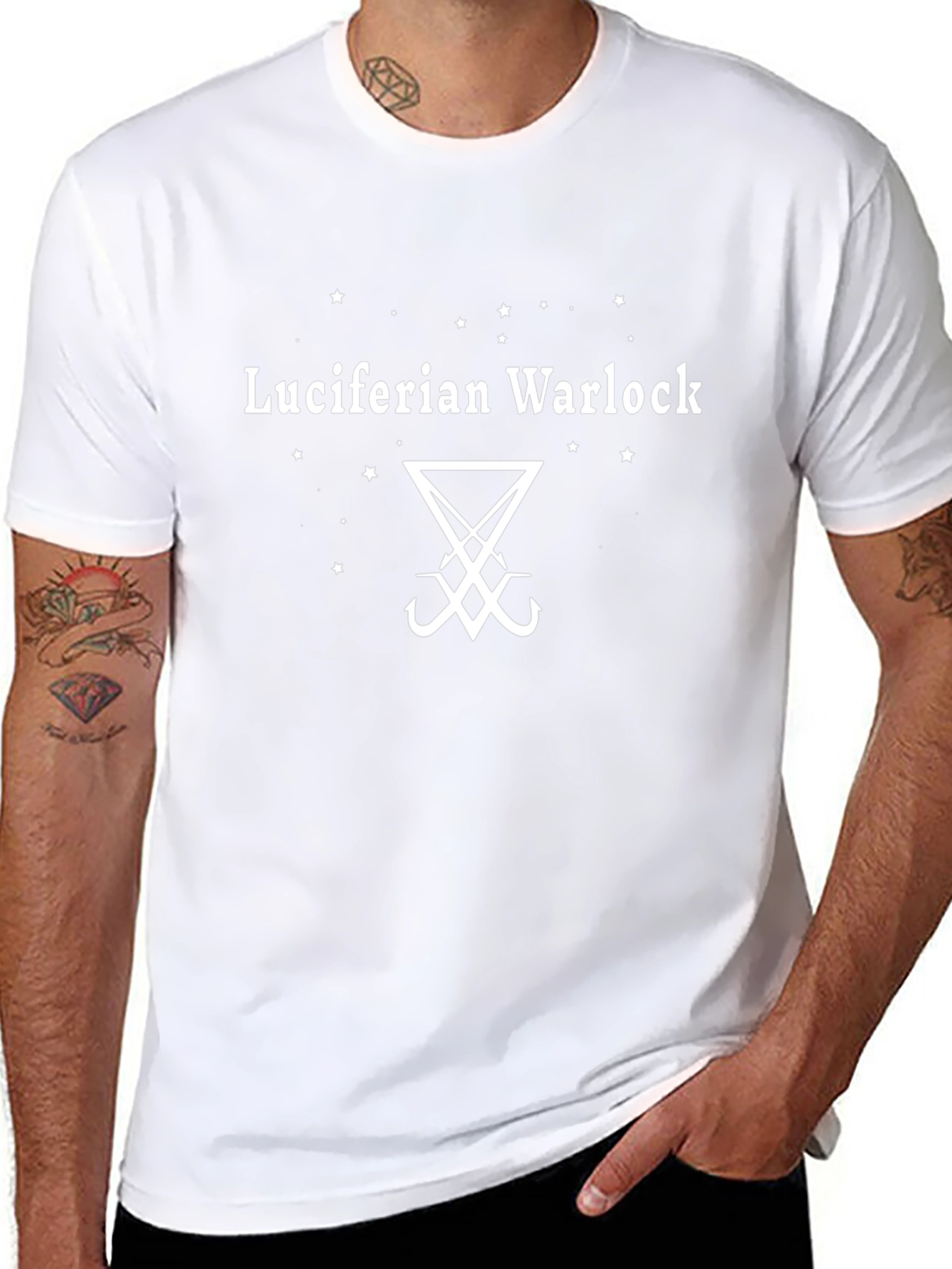 Camiseta Hombre Luciferian Warlock Negra