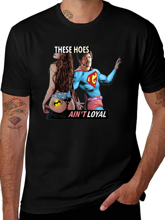 Camiseta Negra con Diseño Humorístico These Hoes Aint Loyal