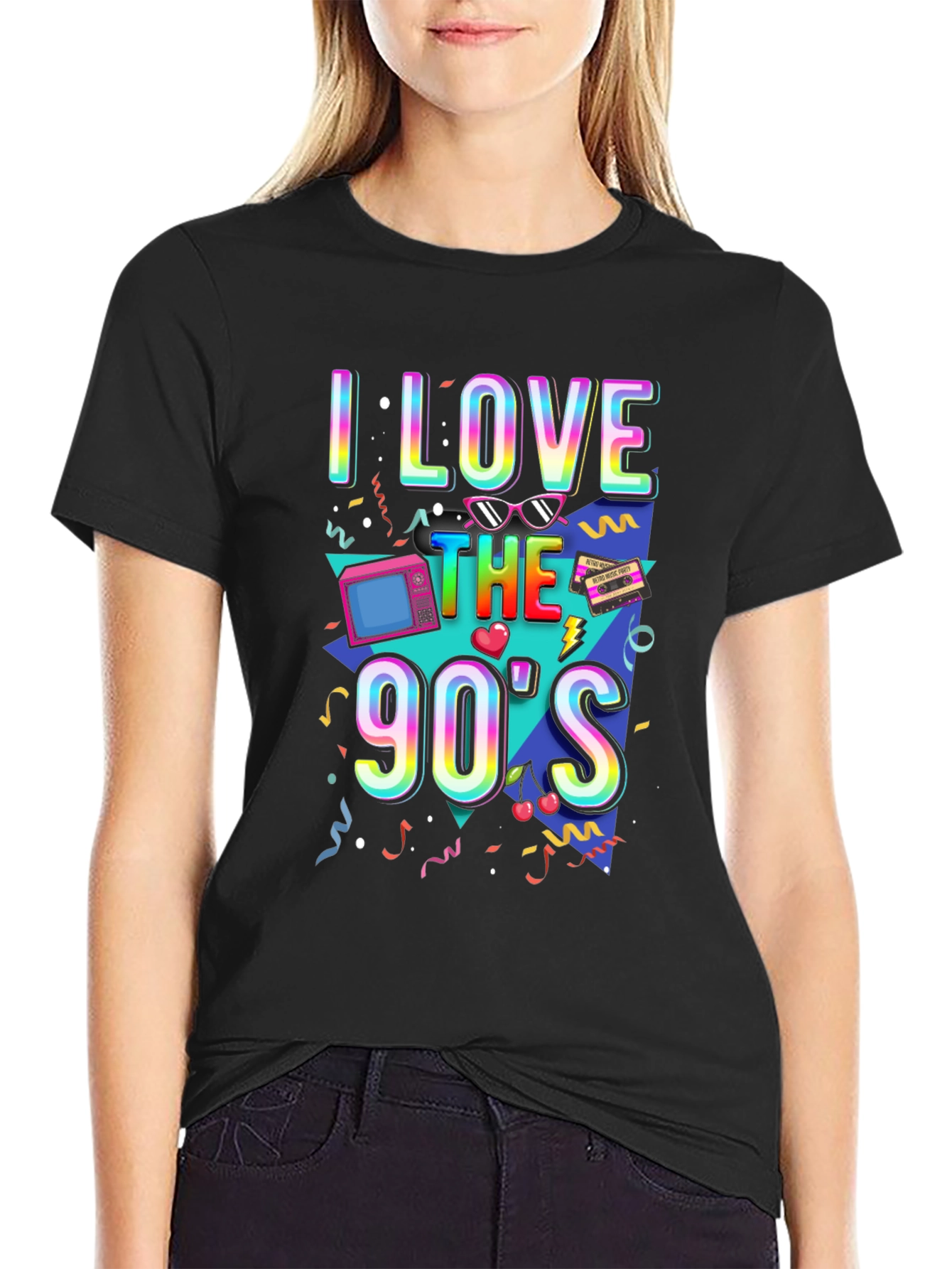 Camiseta Negra I Love the 90s Retro