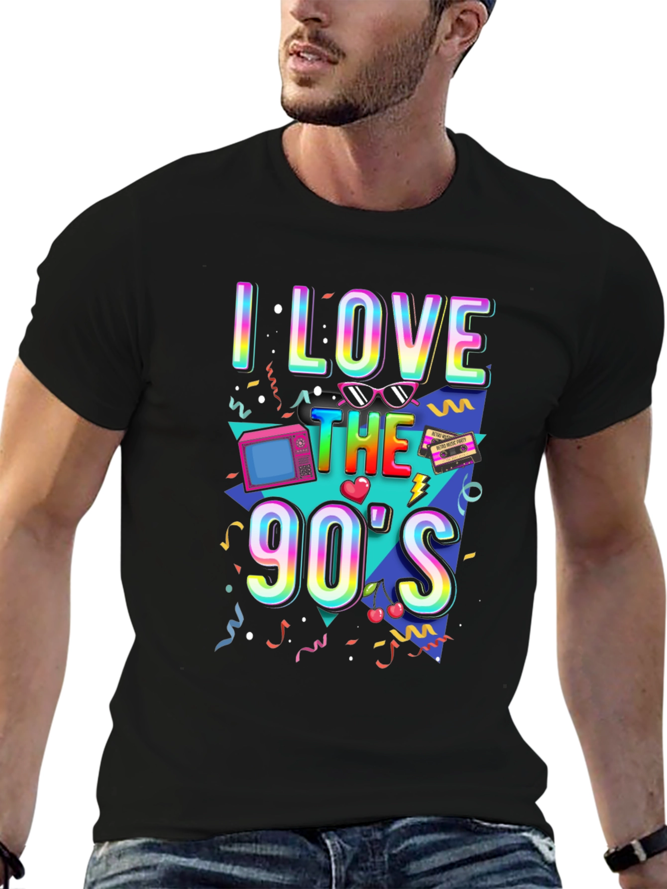 Camiseta Negra I Love the 90s Retro