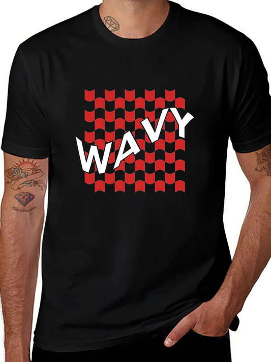 Camiseta Negra Estampado Wavy