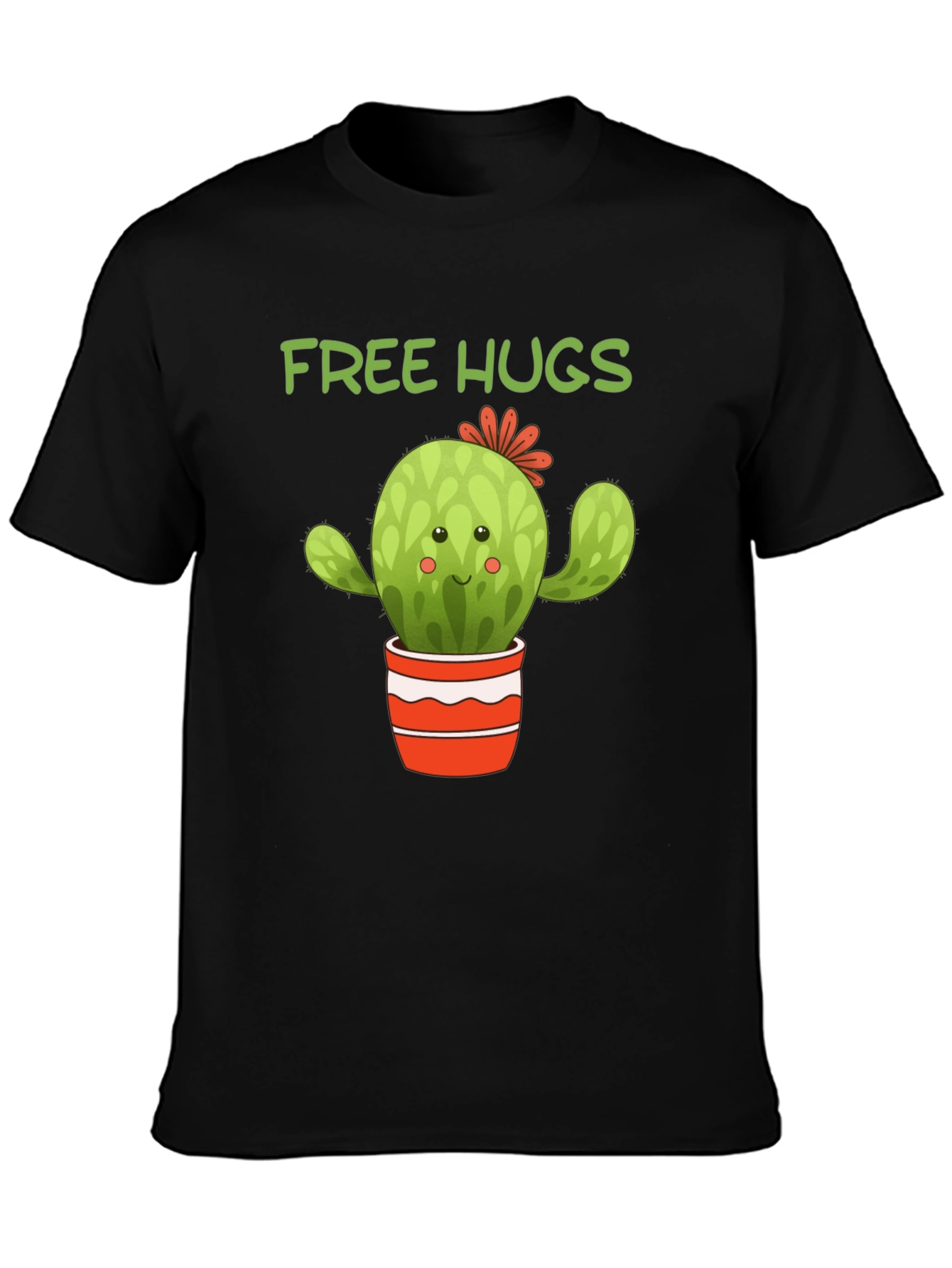 Camiseta Negra Cactus Abrazos Gratis