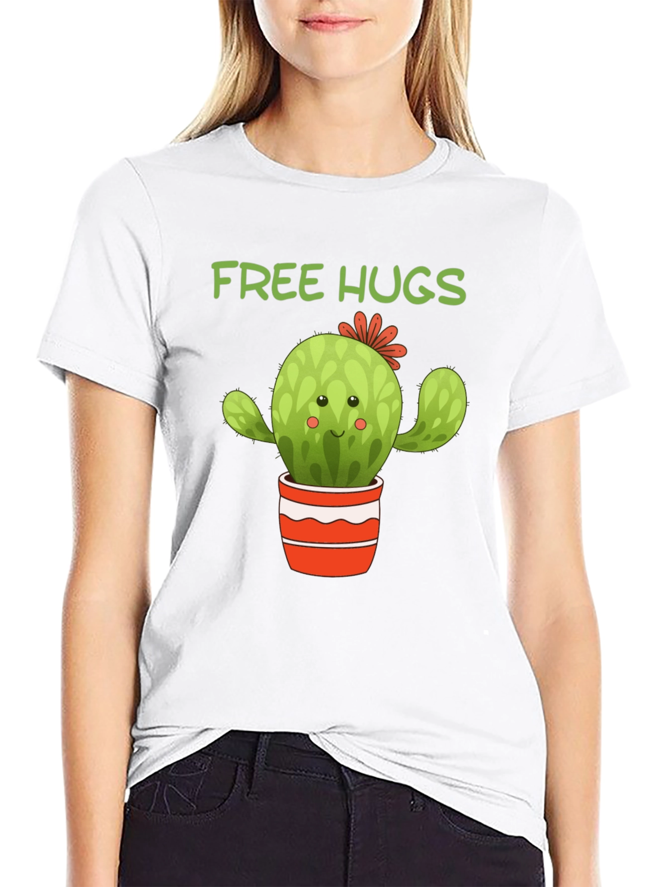 Camiseta Negra Cactus Abrazos Gratis