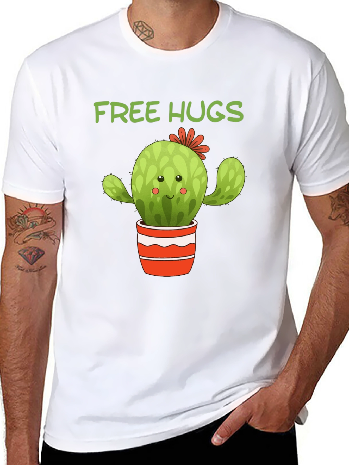 Camiseta Negra Cactus Abrazos Gratis