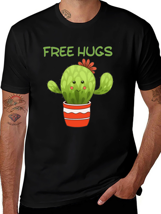 Camiseta Negra Cactus Abrazos Gratis