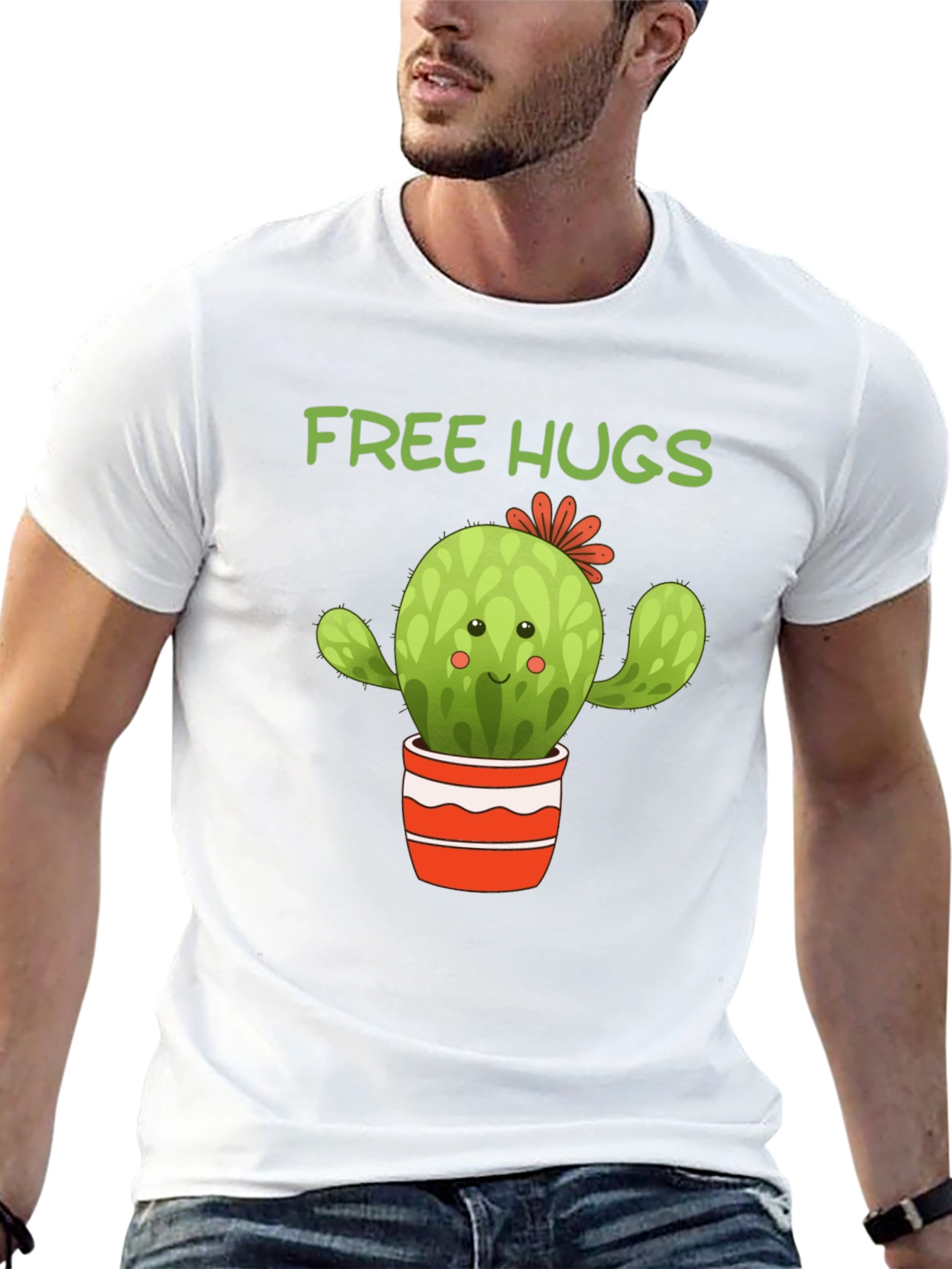 Camiseta Negra Cactus Abrazos Gratis