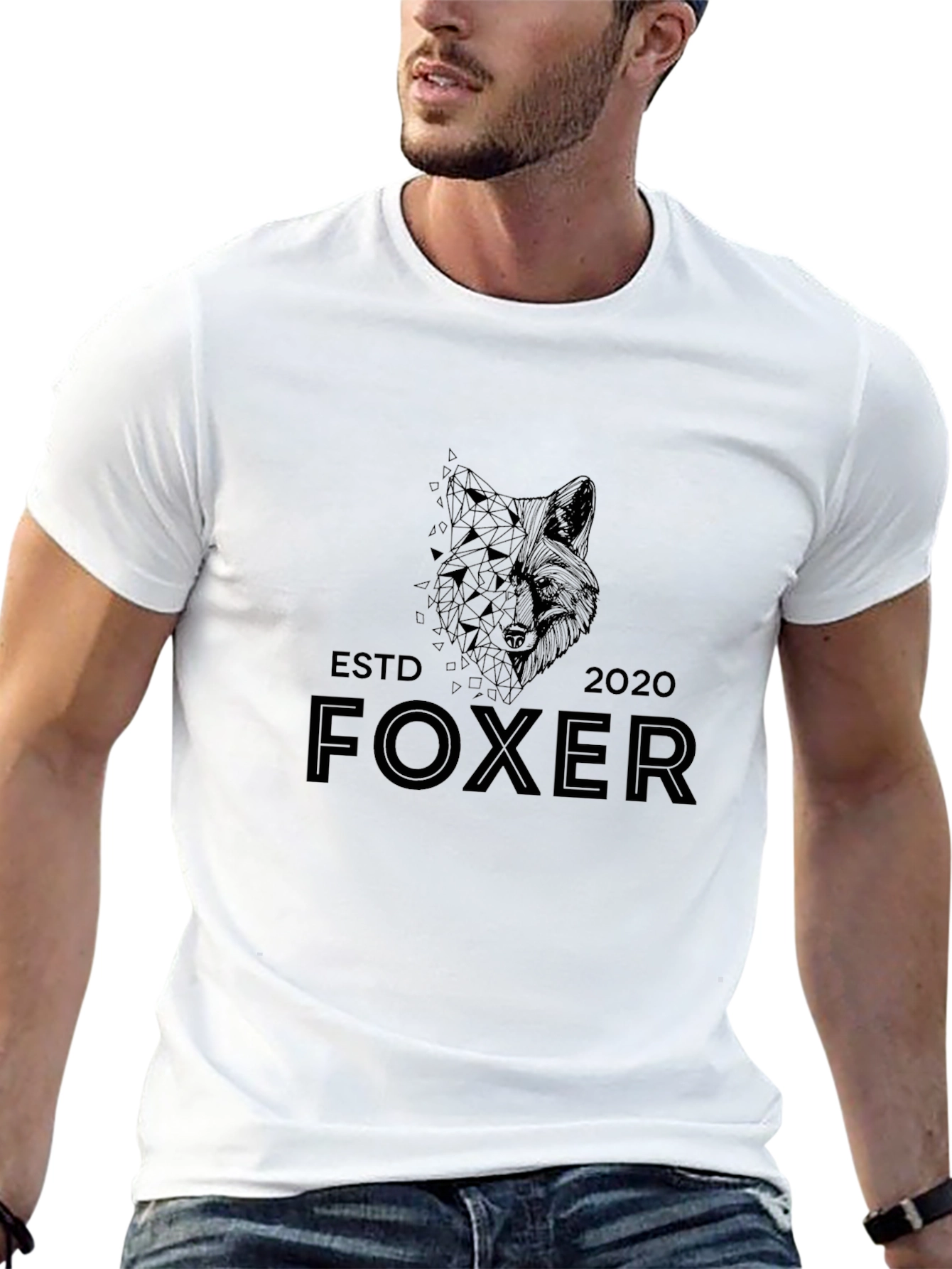 Camiseta Negra Foxer - Diseño Geométrico Moderno