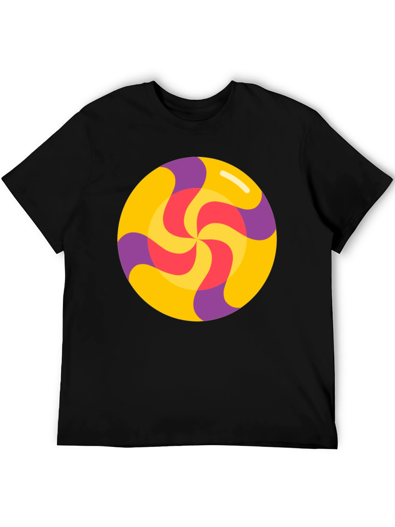 Camiseta Negra con Diseño de Caramelo Espiral