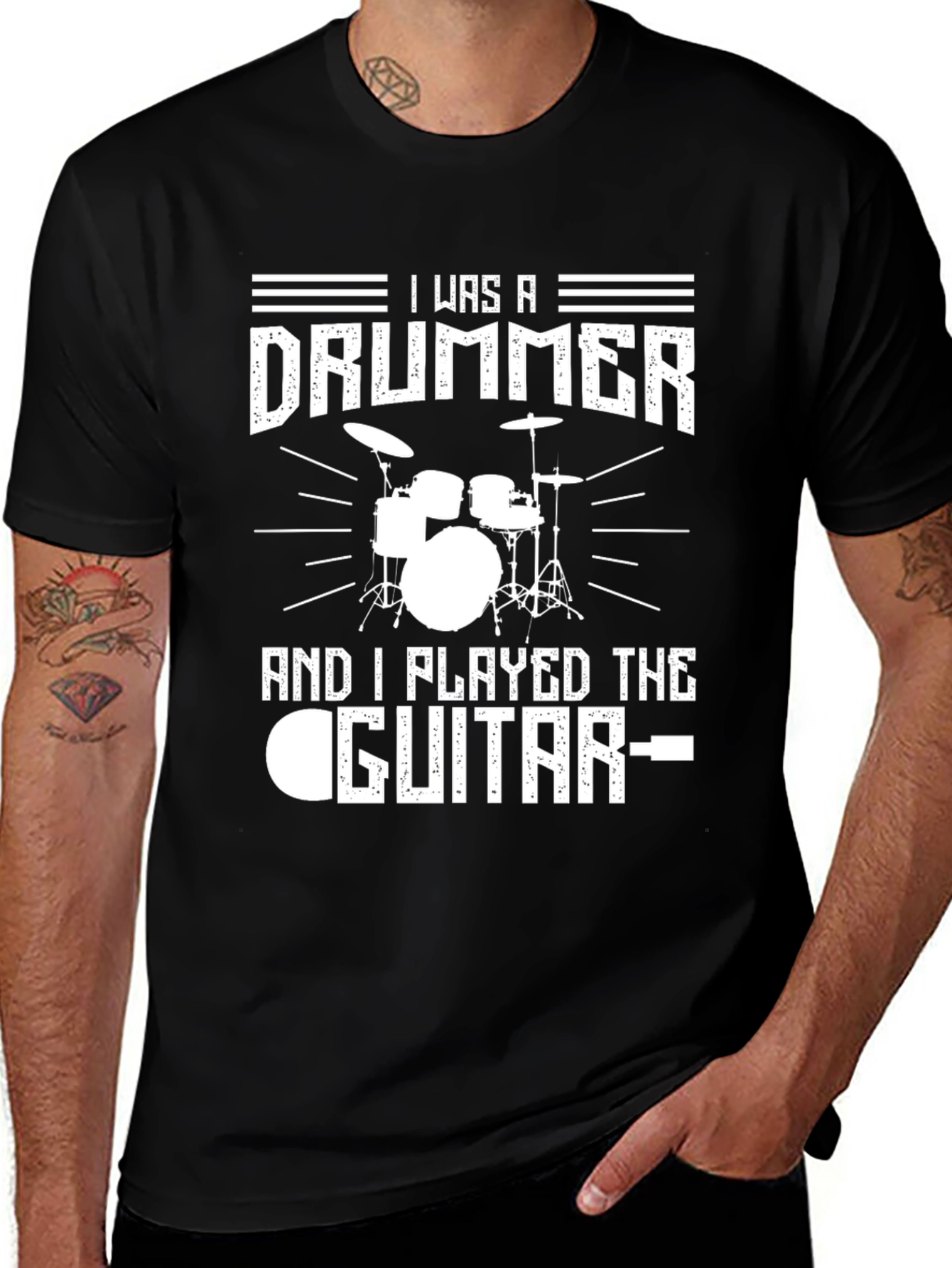 Camiseta Negra Ex Baterista Ahora Guitarrista
