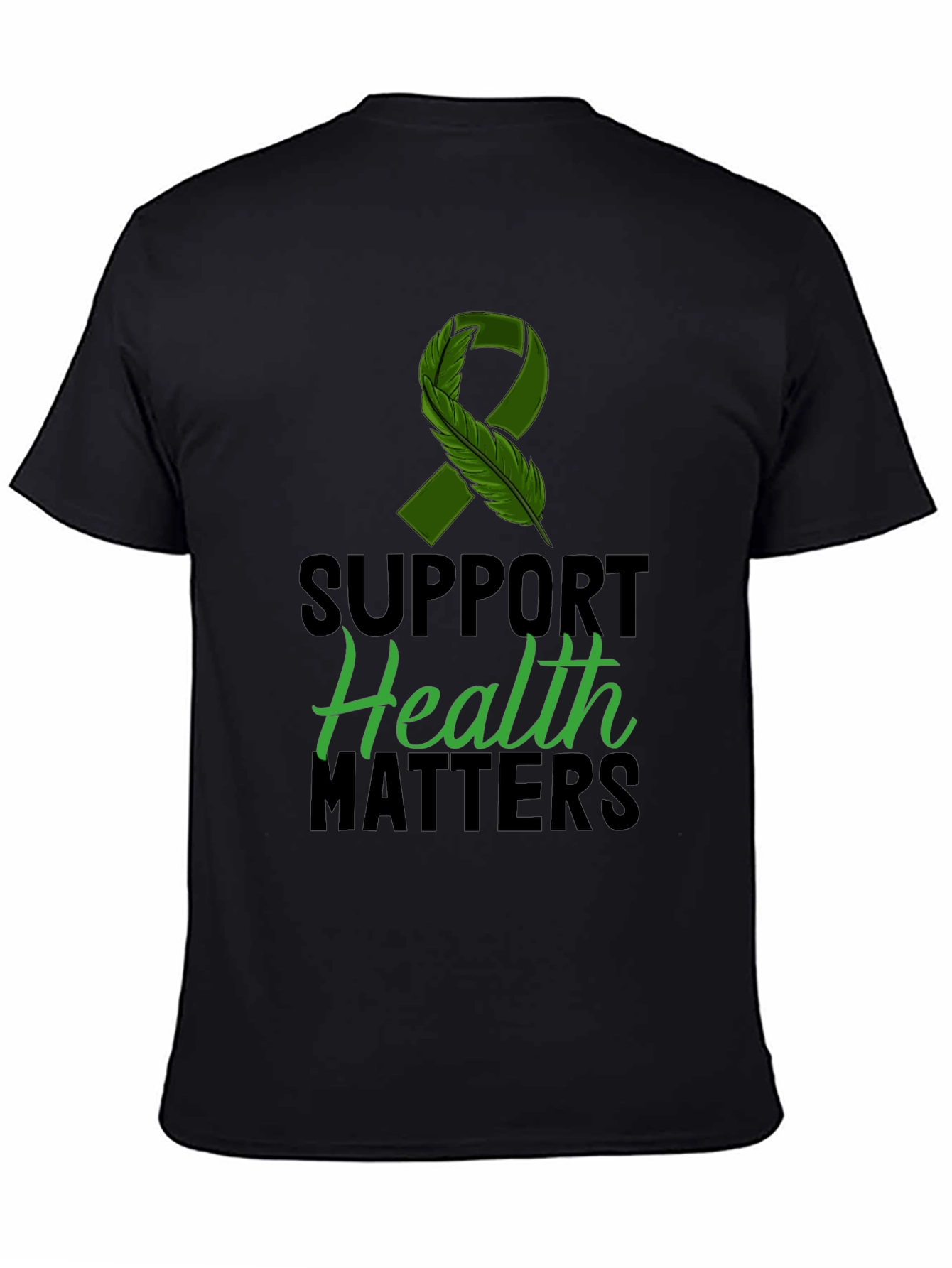 Camiseta Negra Salud Importa con Cinta de Conciencia